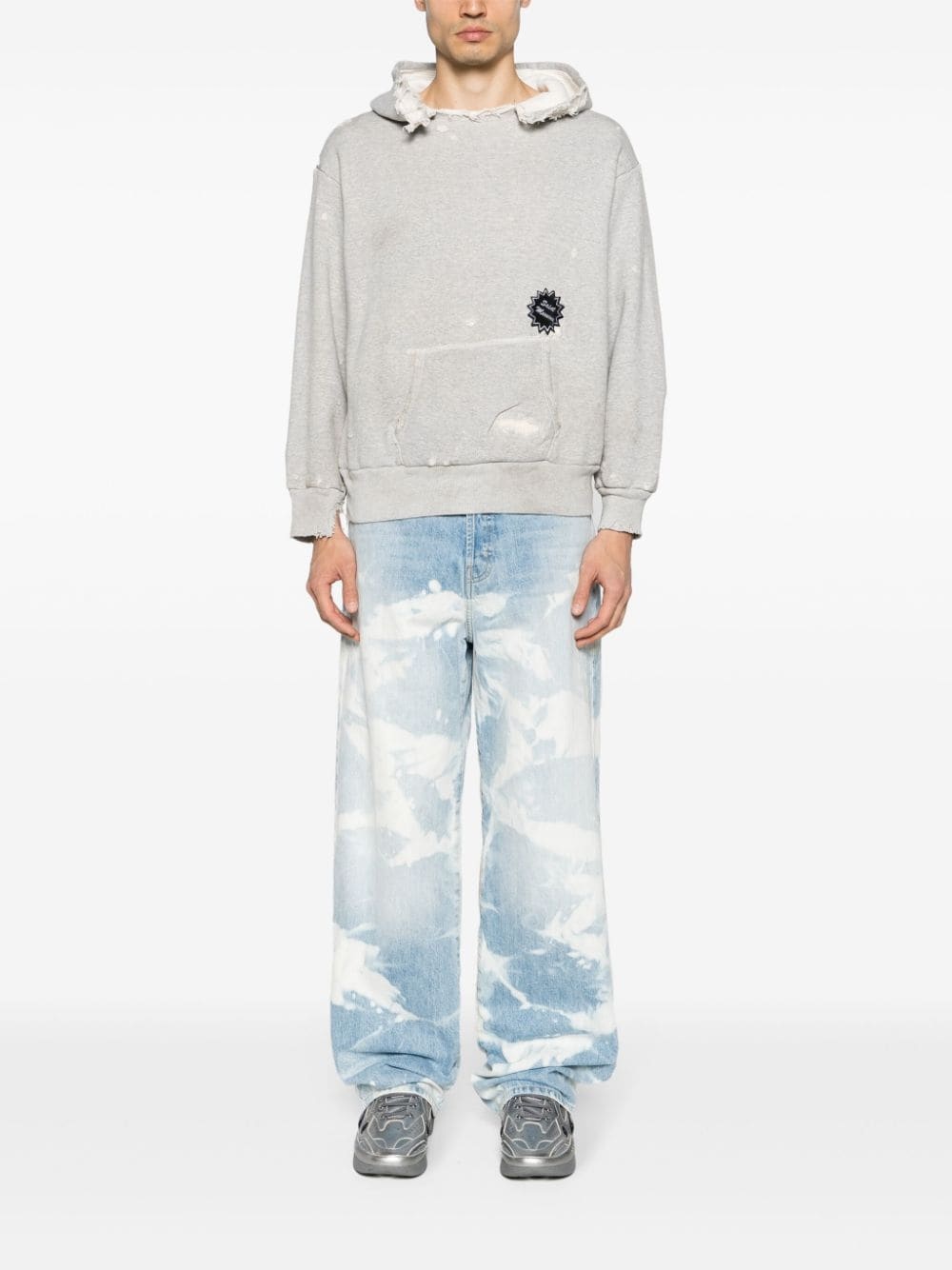 distressed-finish cotton hoodie - 2