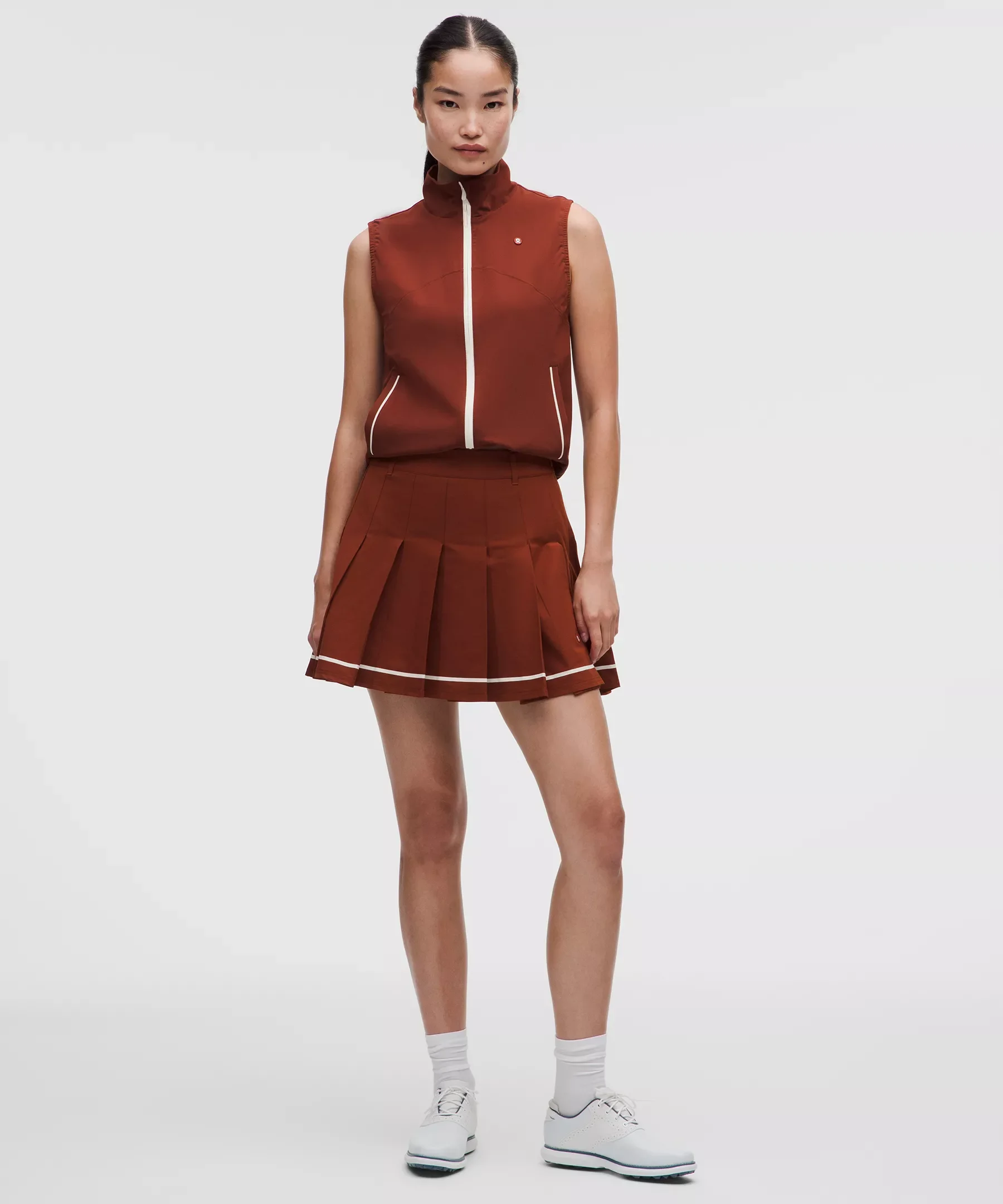Box-Pleat High-Rise A-line Golf Skirt - 1