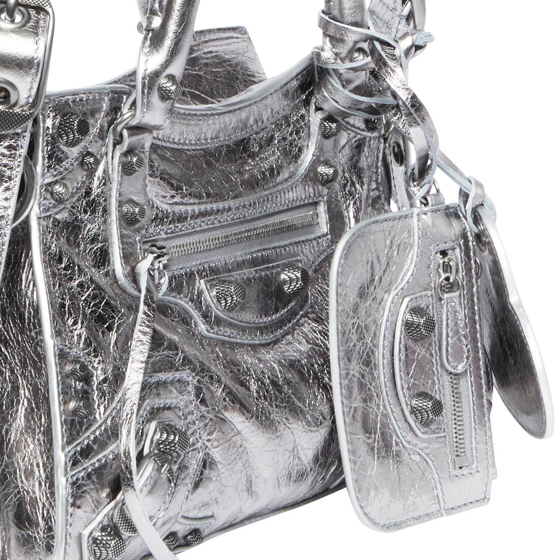 直営店☆BALENCIAGA☆ NEO CAGOLE CITY S ハンドバッグ/ SILVER Neo Cagole XS leather tote bag in silver - Balenciaga
