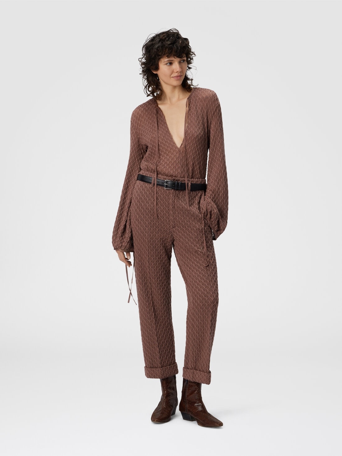 Tapered Pants in Embroidered Lace - 2
