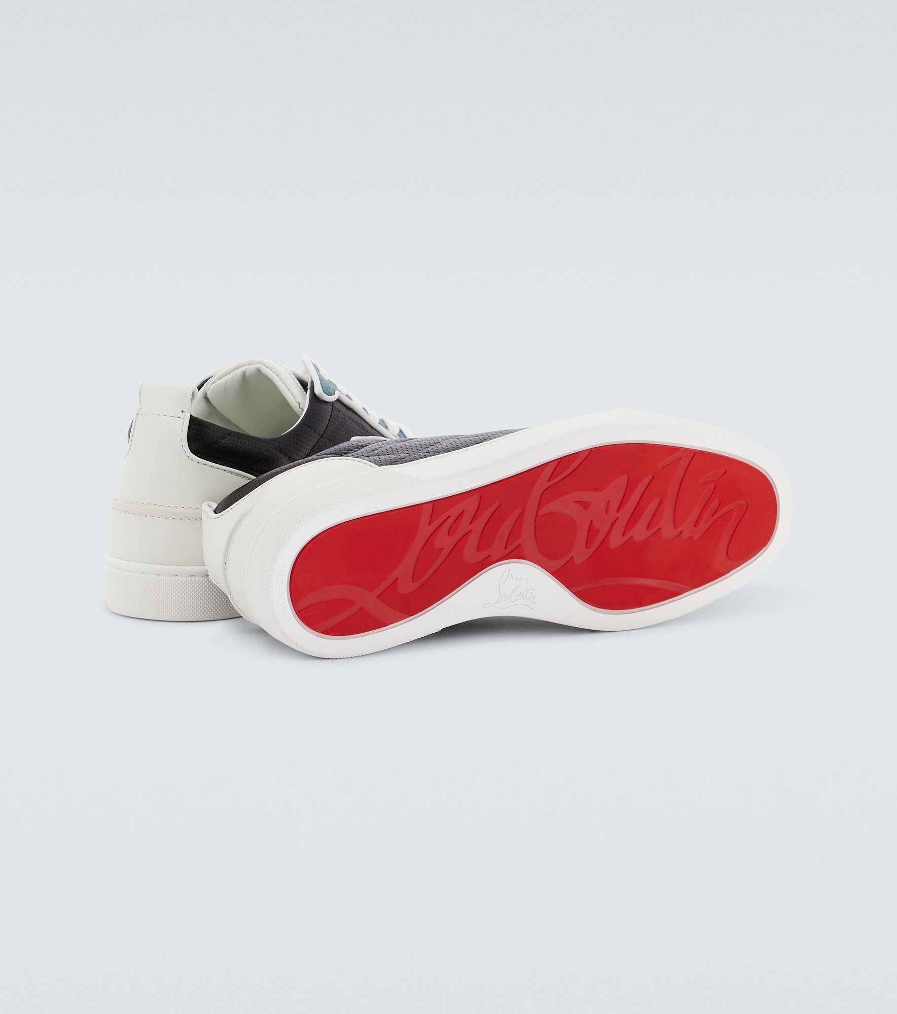 Christian Louboutin Louis Junior Spikes Rubber-Trimmed Mesh and Suede Sneakers - Men - White Suede Shoes - EU 40