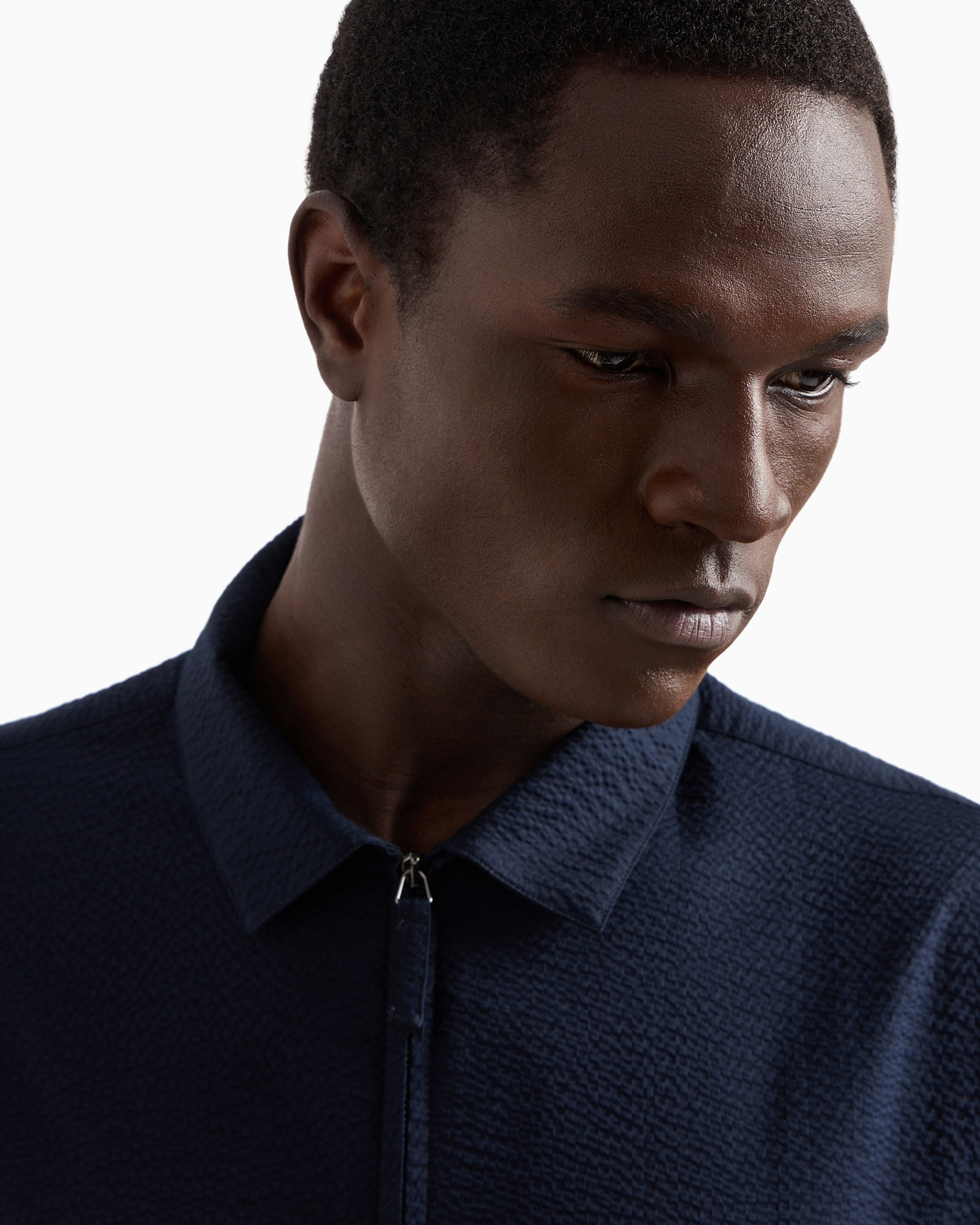 Slim-fit cotton seersucker shirt with zip - 5