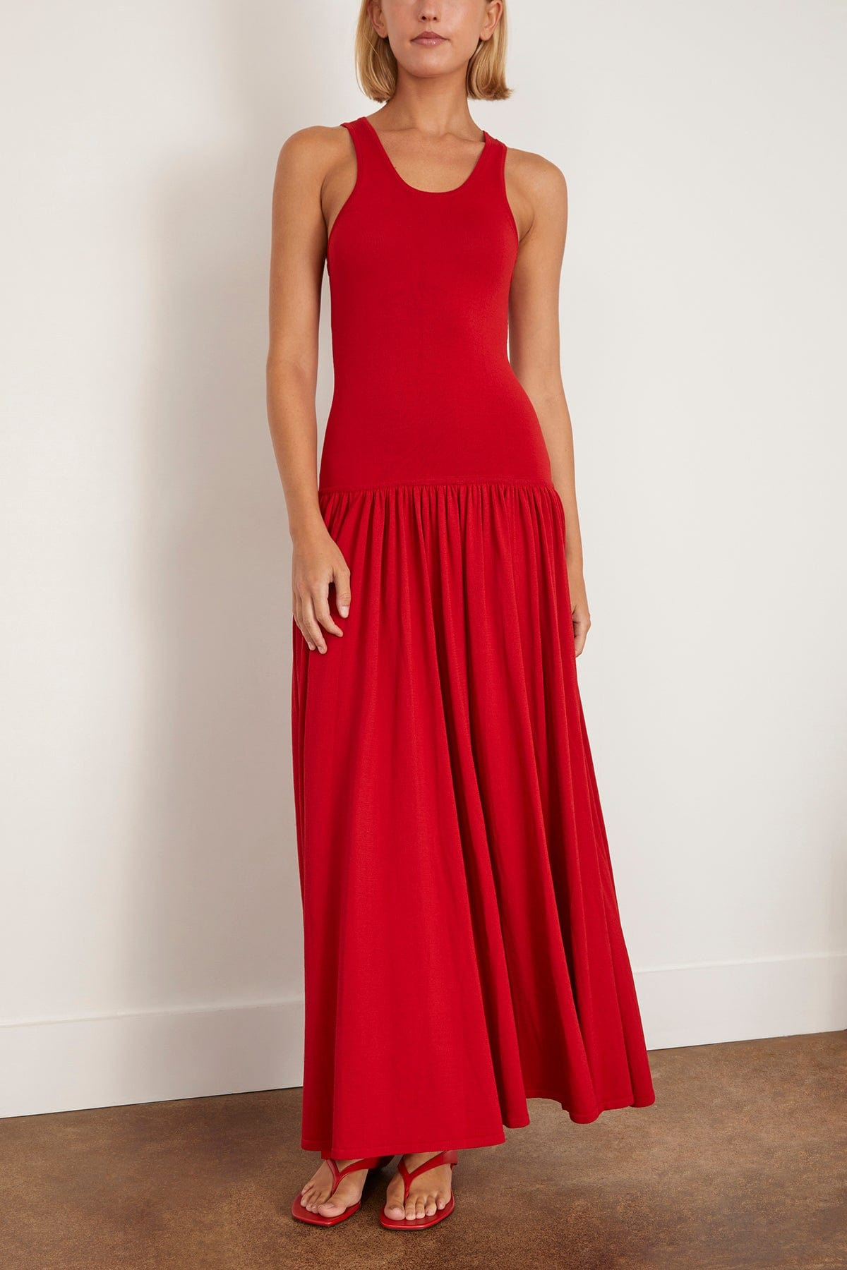 Jada Long Knit Dress in Red - 3