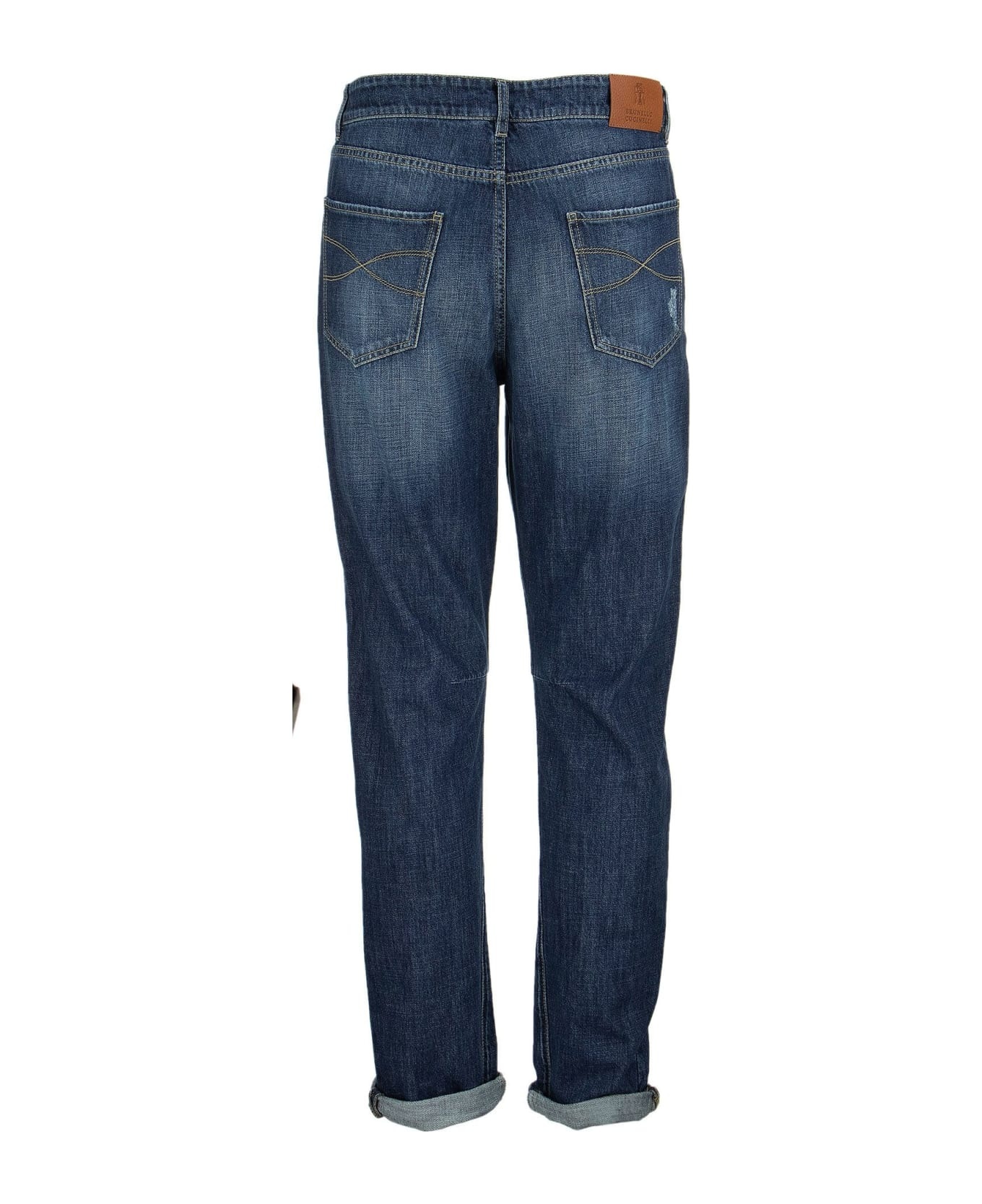Five-pocket Leisure Fit Trousers In Old Denim With Rips - 2