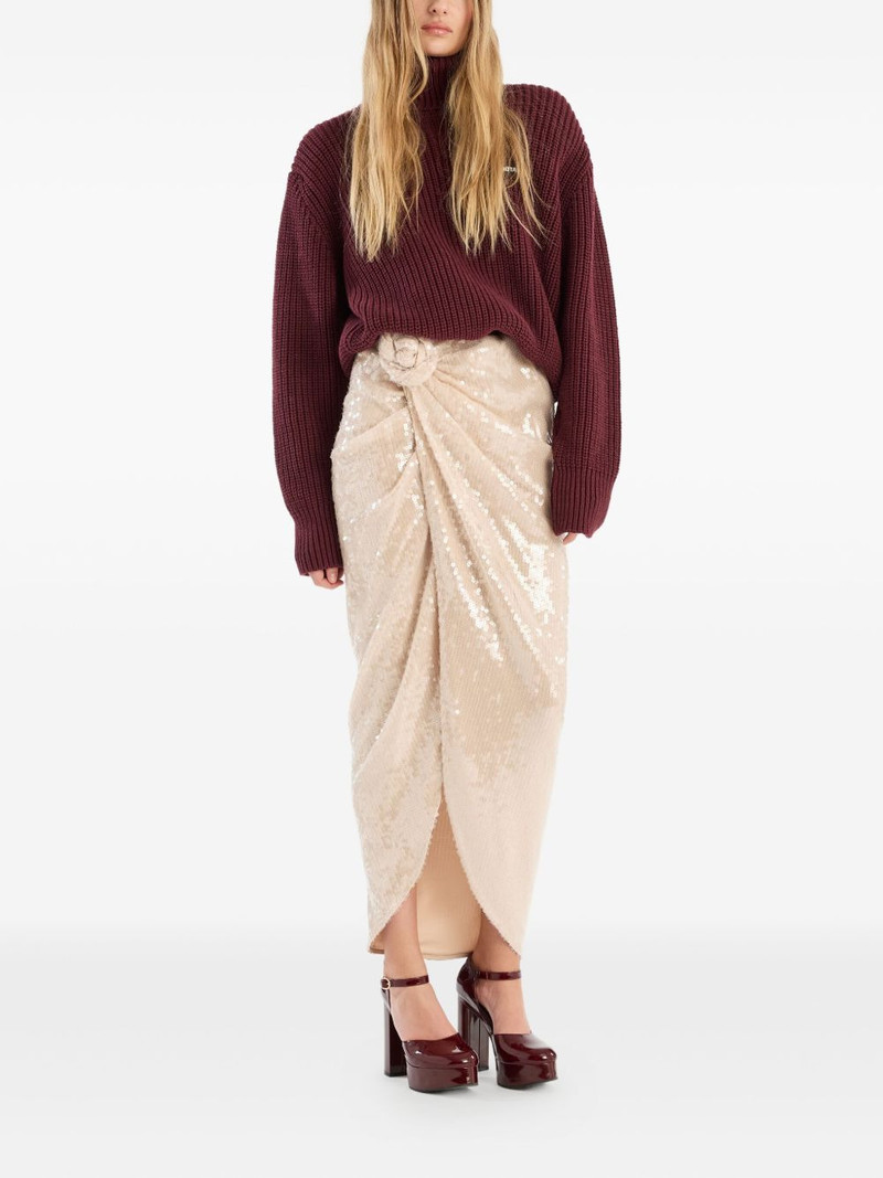ROTATE flower-detail sequin-embellished maxi skirt outlook