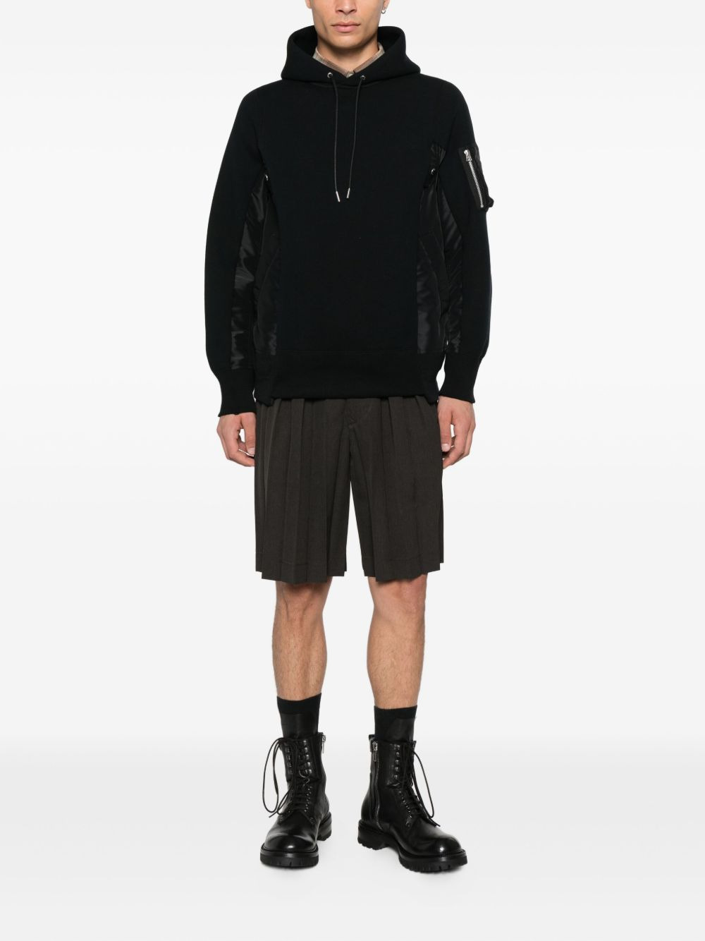 panelled zip-detail hoodie - 2