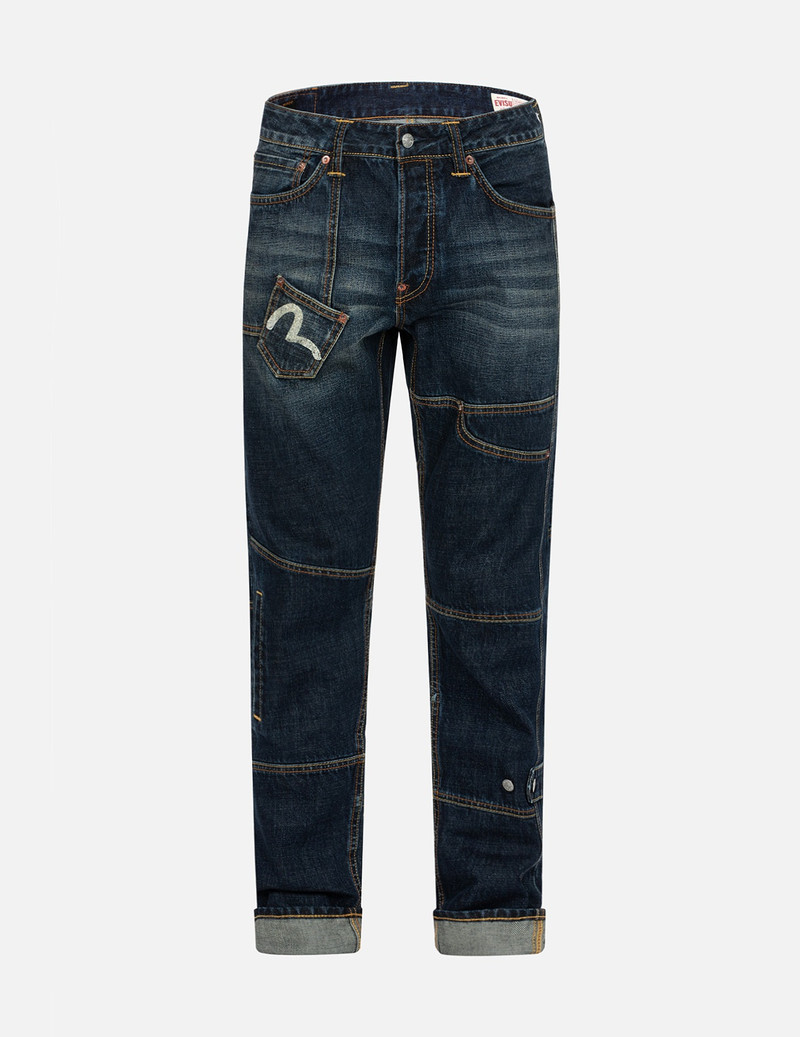 SEAGULL PRINT CARROT FIT DECONSTRUCTED SELVEDGE DENIM JEANS #2017 1