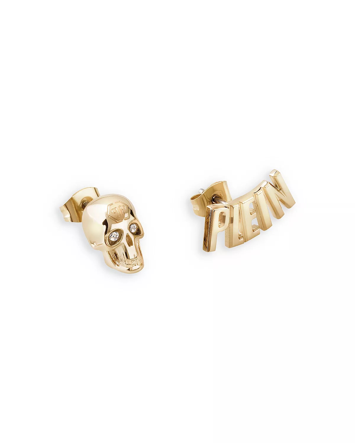 Lettering Gold Tone Stud Earrings, 0.3"W - 4