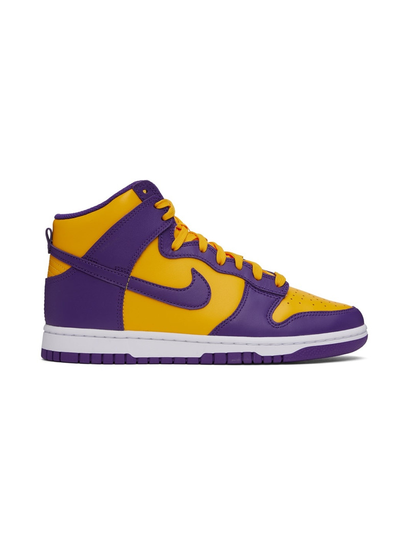 Purple & Yellow Dunk Retro High Sneakers - 1