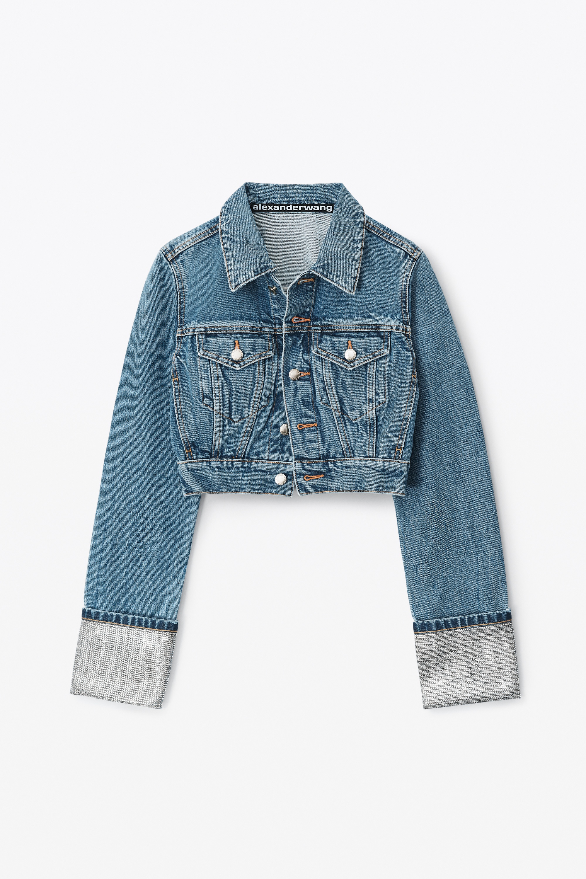 CRYSTAL CUFF TRUCKER JACKET IN DENIM - 1