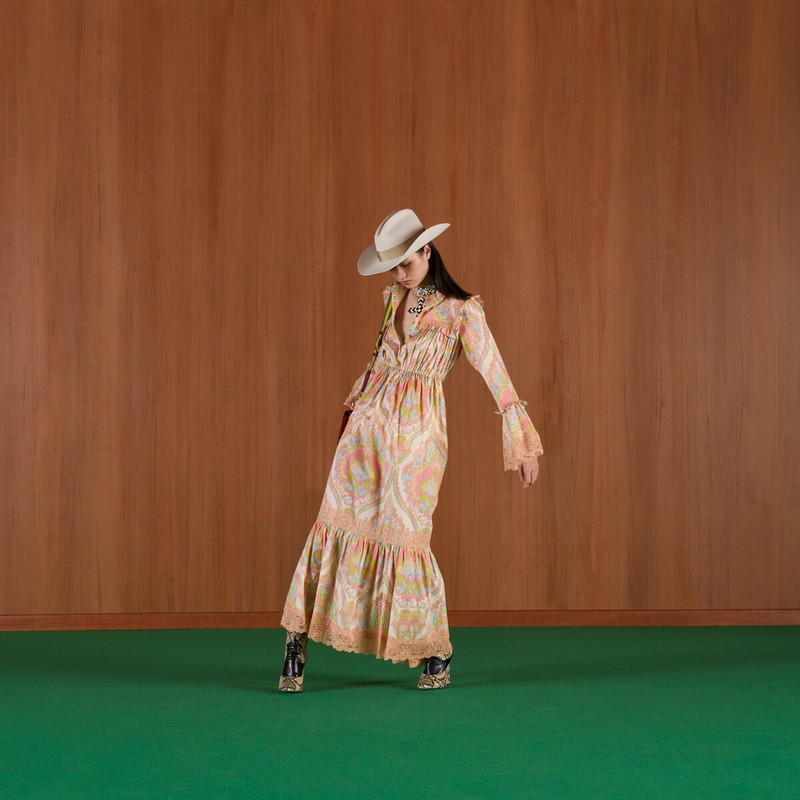 GUCCI Floral print cotton muslin dress outlook