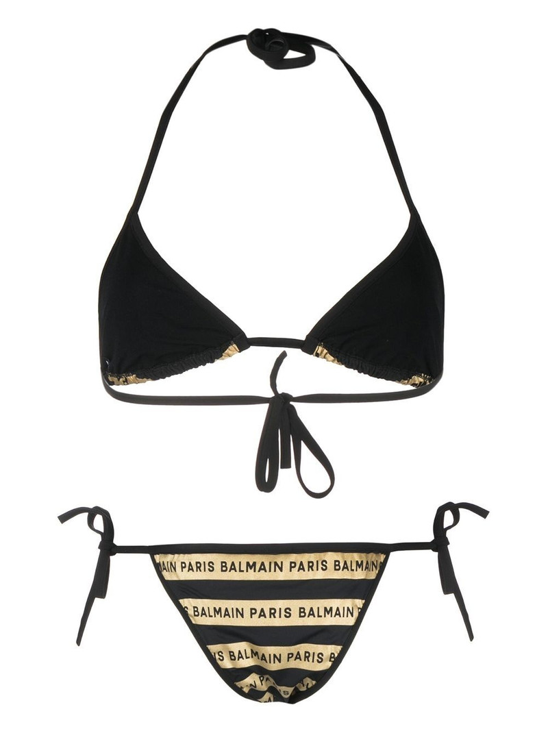Balmain logo-stripe-print bikini outlook