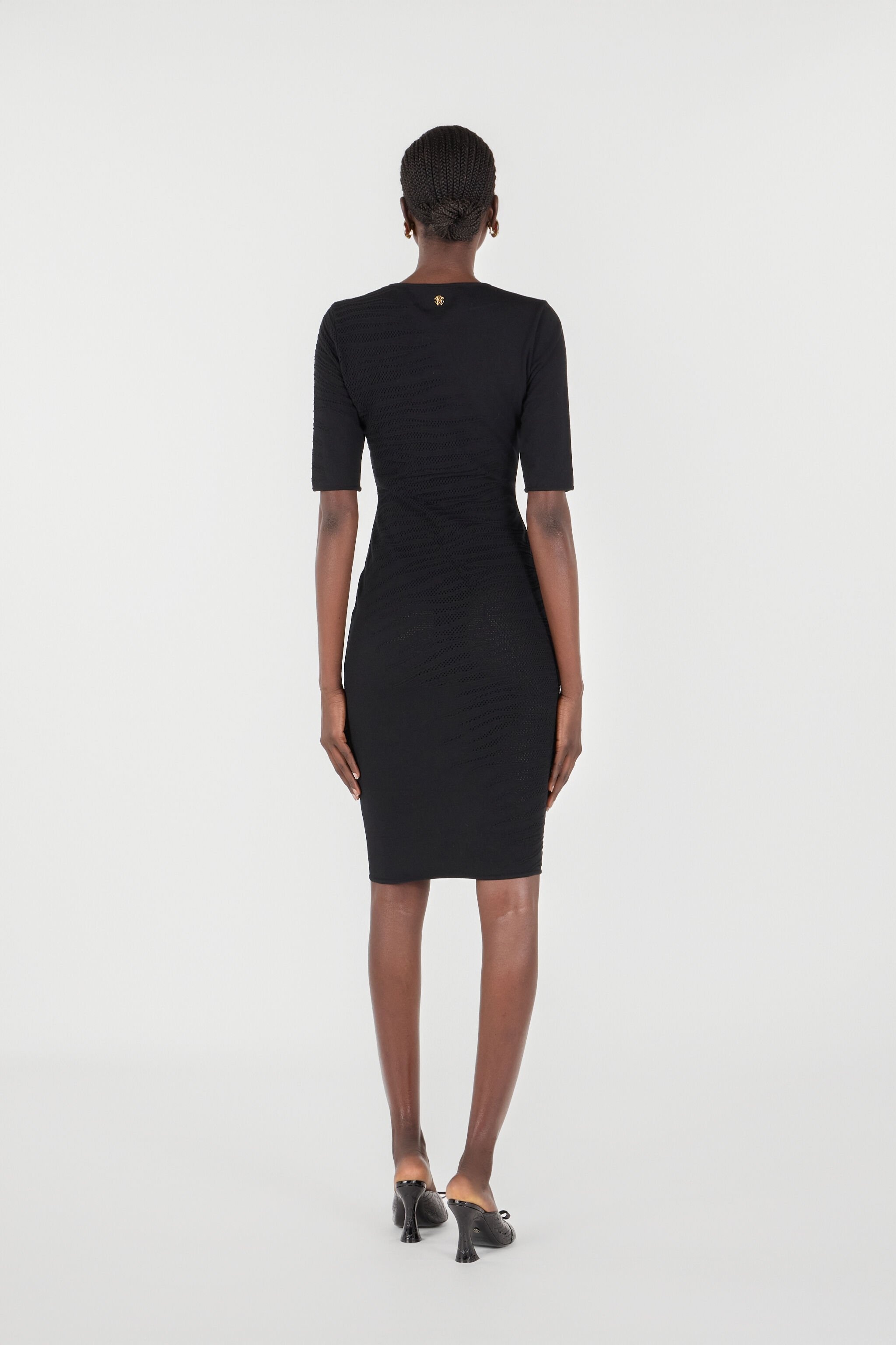 Midi Dress With White Tigress Openwork Detailing - 4