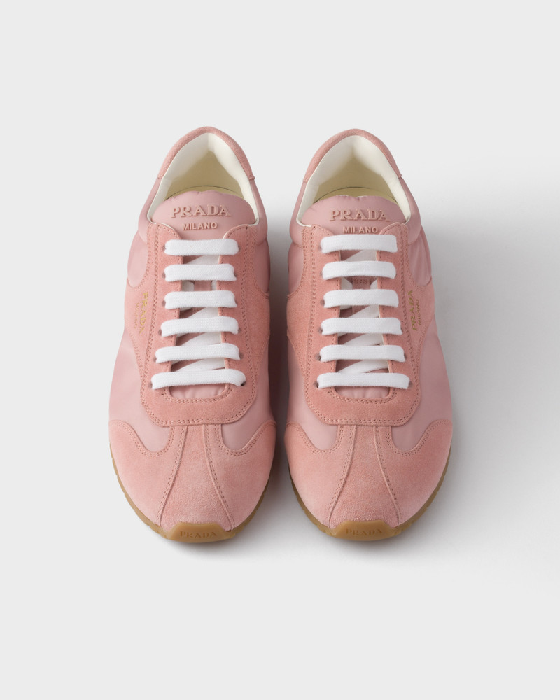 Re-Nylon and suede laced sneakers 3