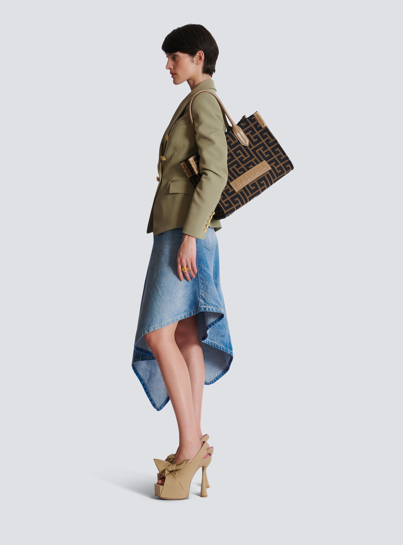 Balmain B-Army Shopper 36 bag in PB Labyrinth jacquard outlook