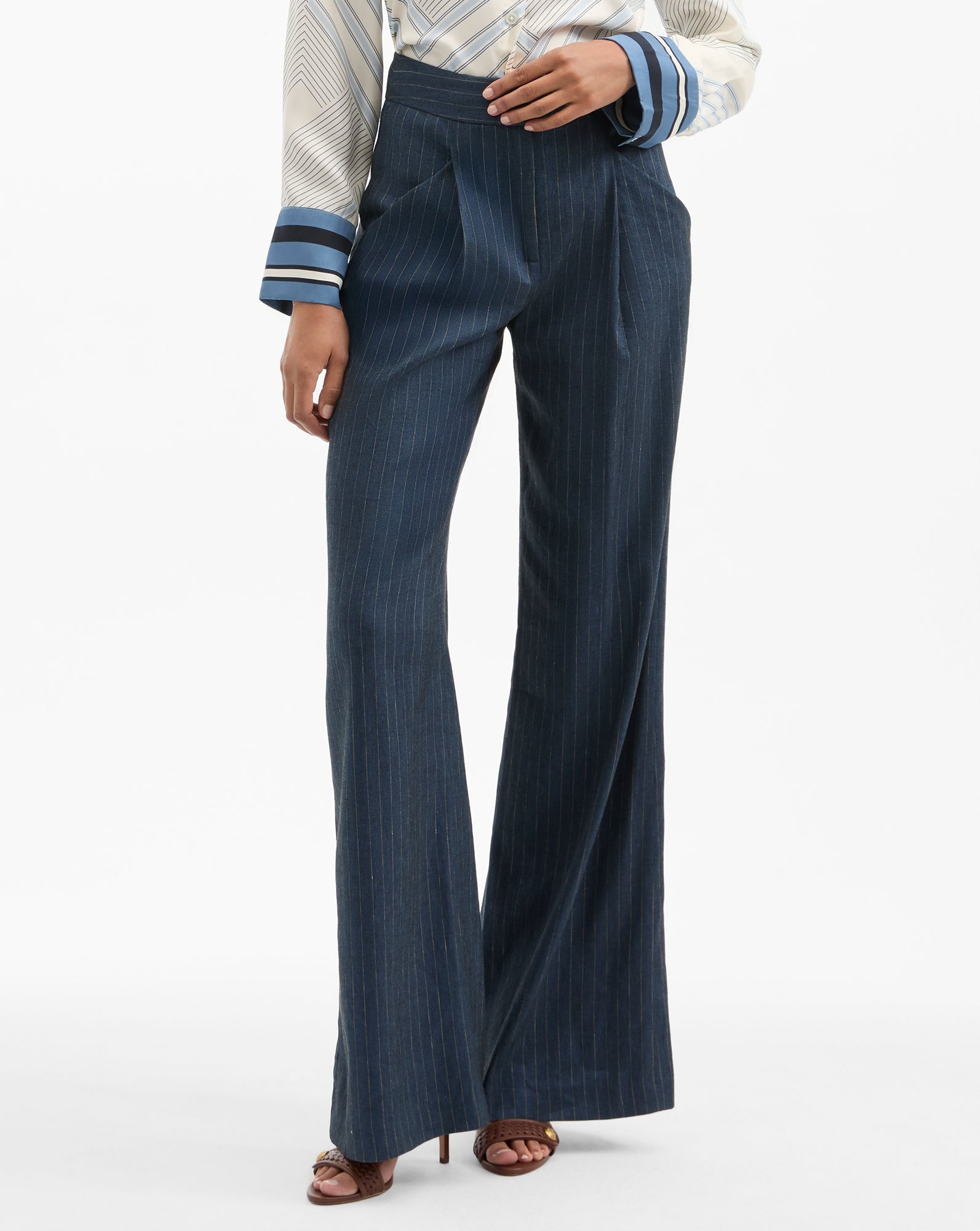 RIMINI WIDE-LEG PINSTRIPE PANT - 3