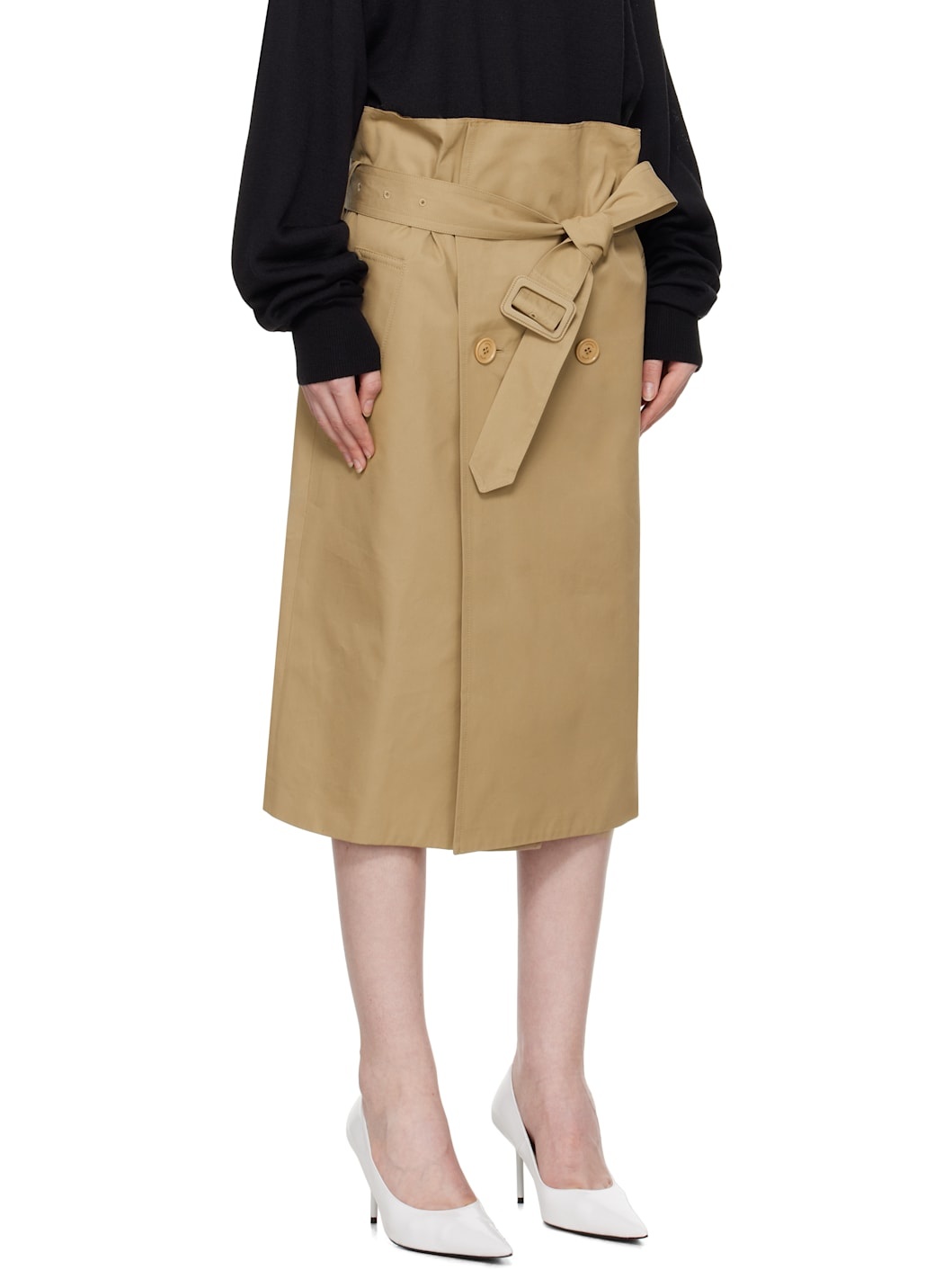 Beige Deconstructed Midi Skirt - 2