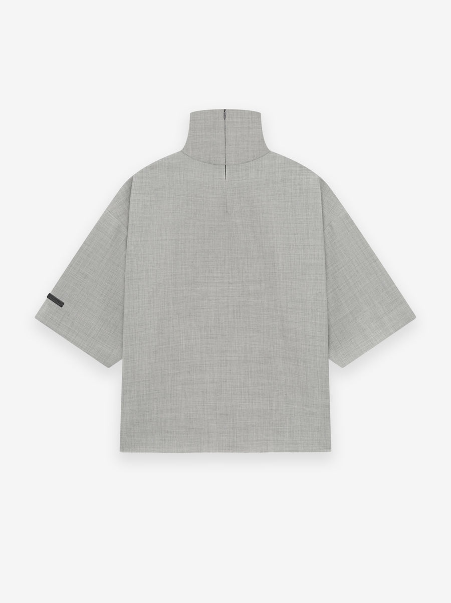 Wool Canvas High Neck Short Sleeve Shirt - 2