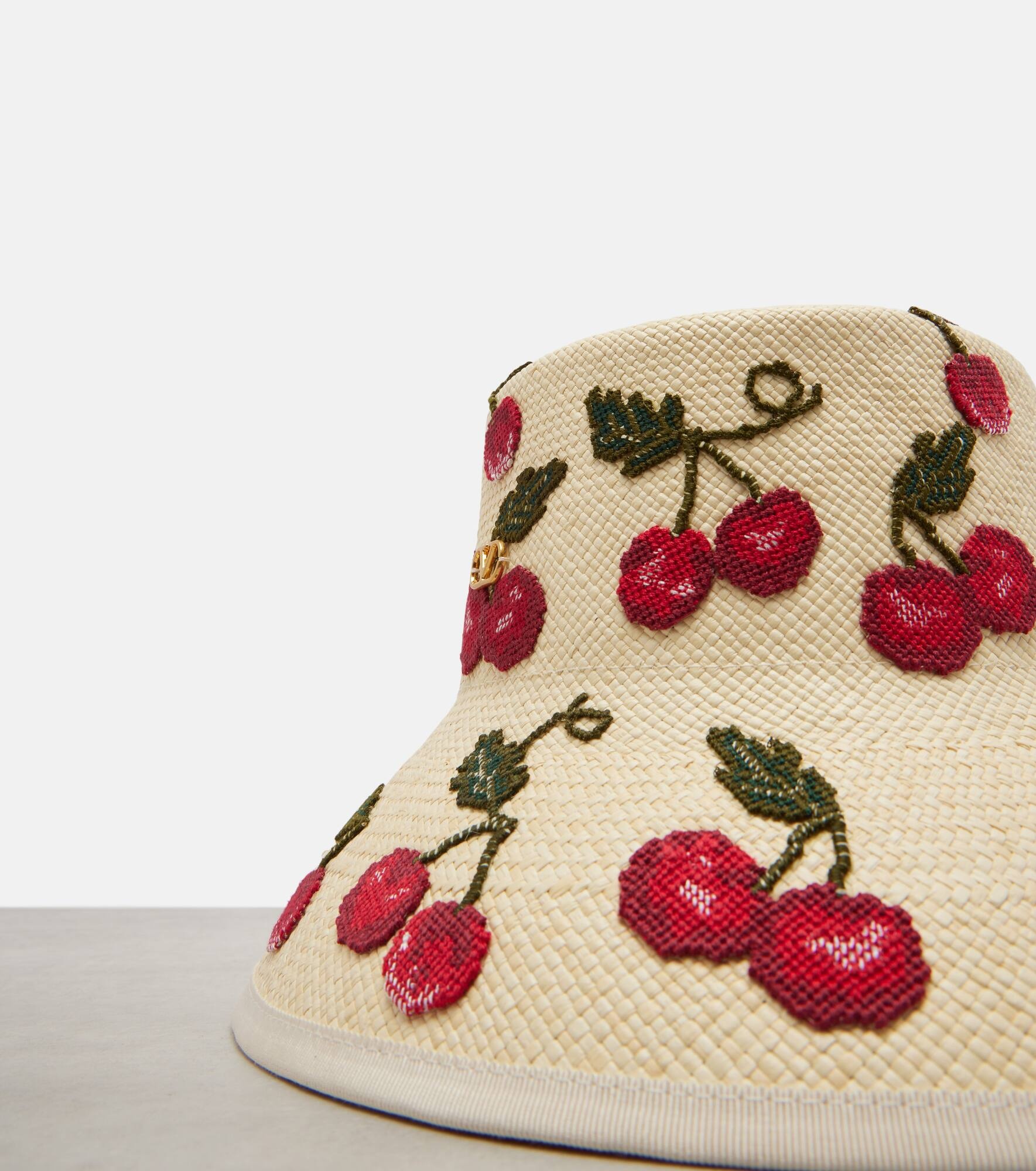 Cherryfic embroidered straw sun hat - 3