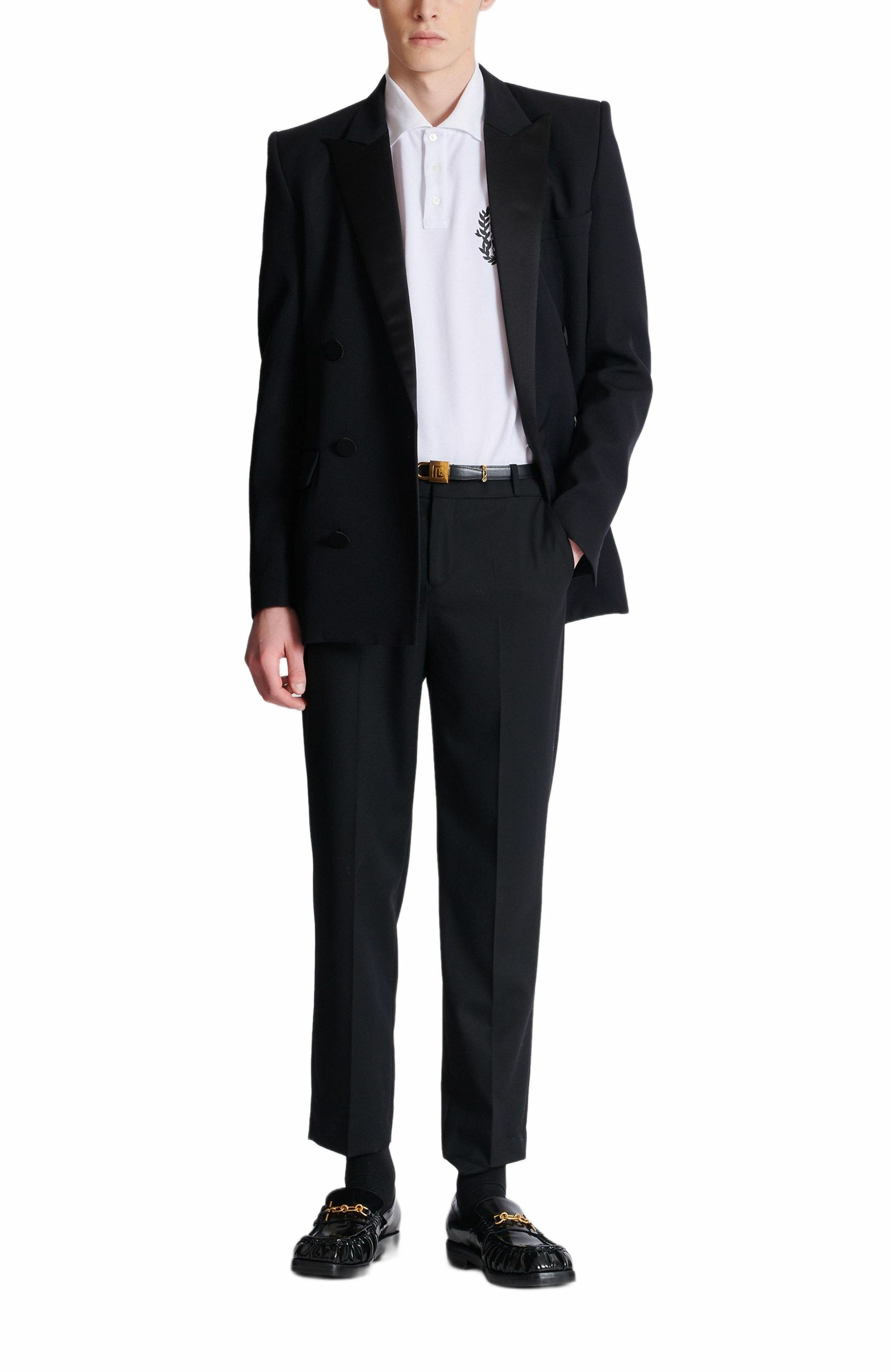 Balmain Cotton polo shirt with Écusson print in White at Nordstrom - 2