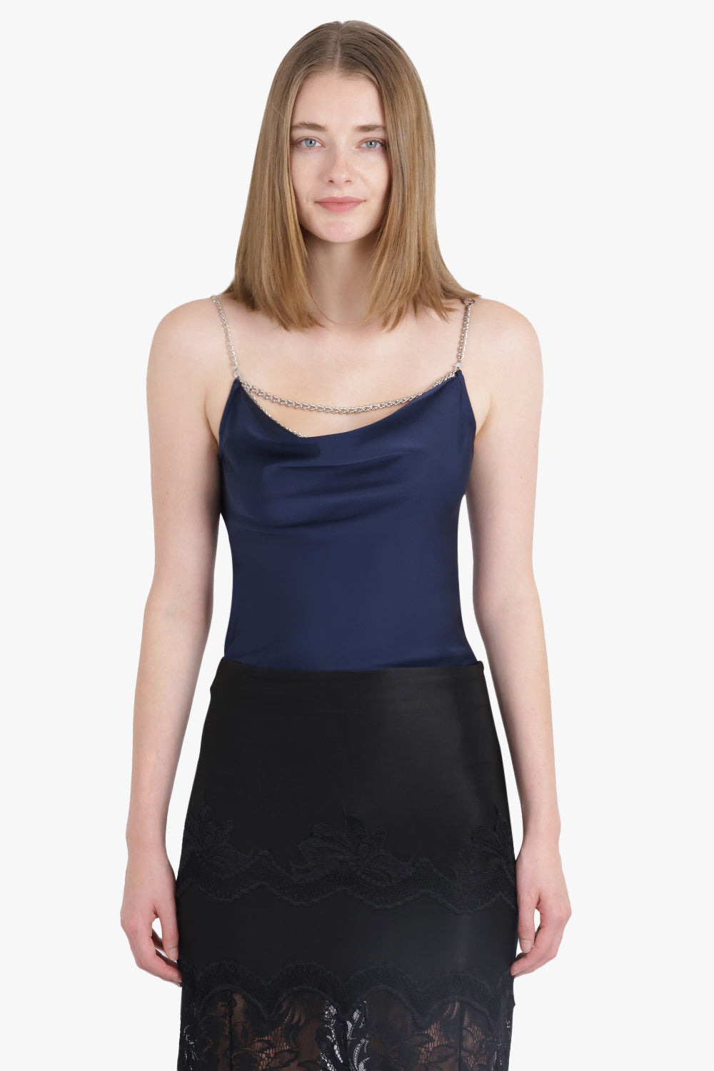 CHAIN DETAIL S/LESS CAMISOLE TOP | DEEP NAVY - 2