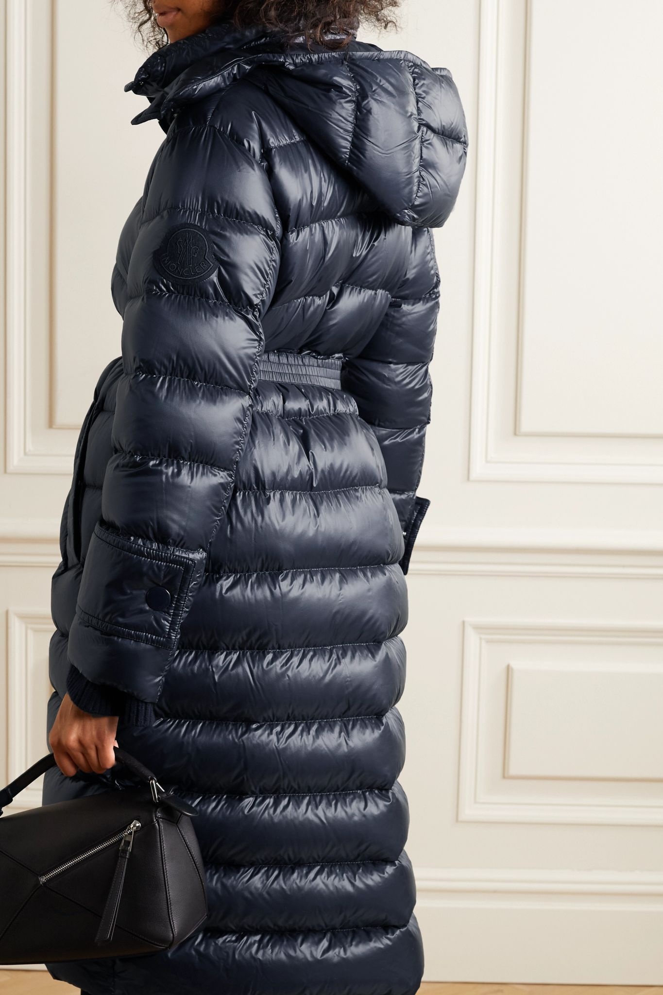 Cobalt hooded quilted ripstop down coat - 4