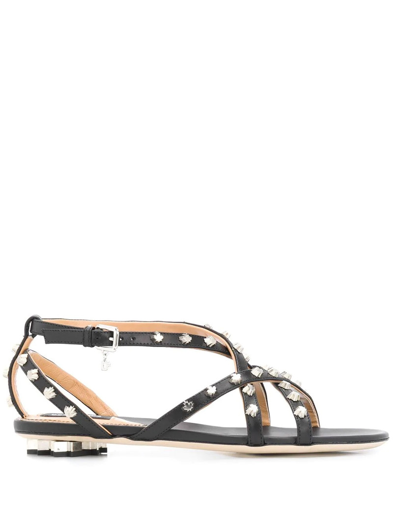 maple leaf studded flat sandals 1