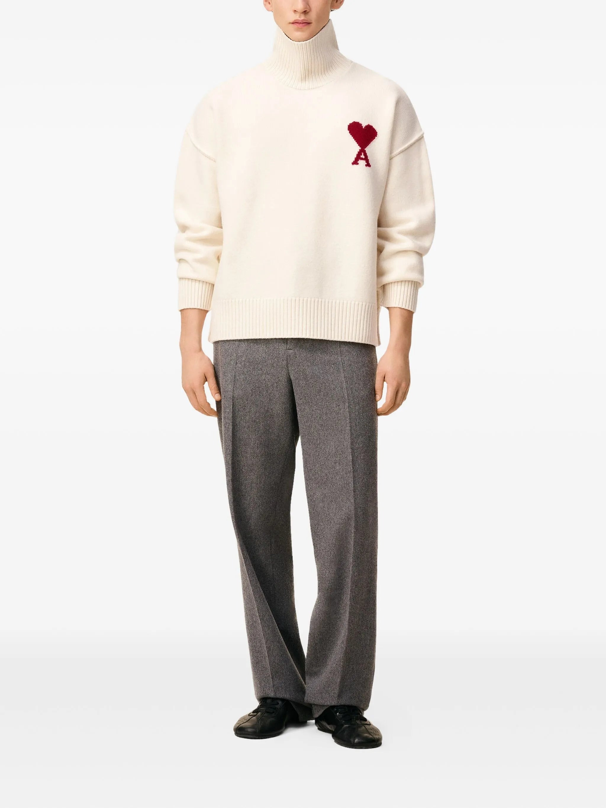 Ami Paris Ami De Coeur Funnel-neck Wool Sweater - 5