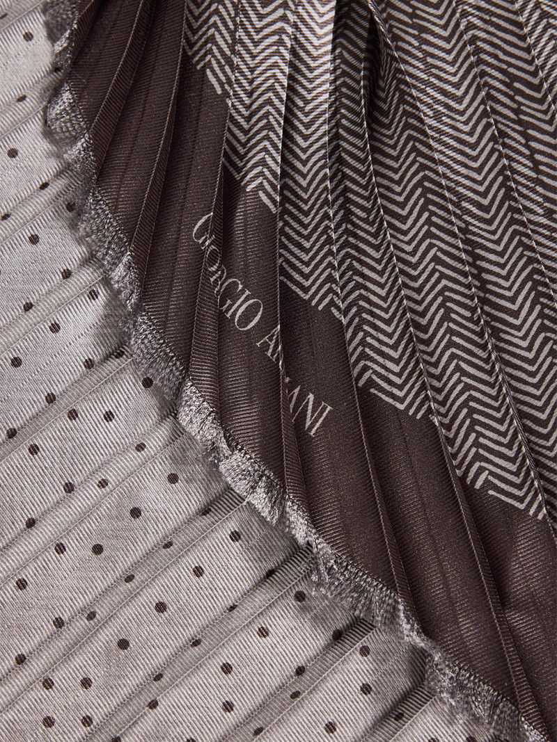 Men's Geometric Reversible Silk Scarf - Chocolate 4
