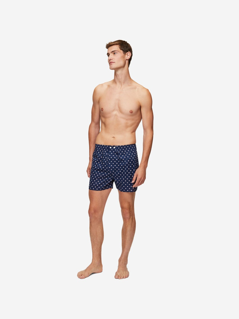Derek Rose Men's Classic Fit Boxers Nelson 93 Cotton Batiste Navy outlook