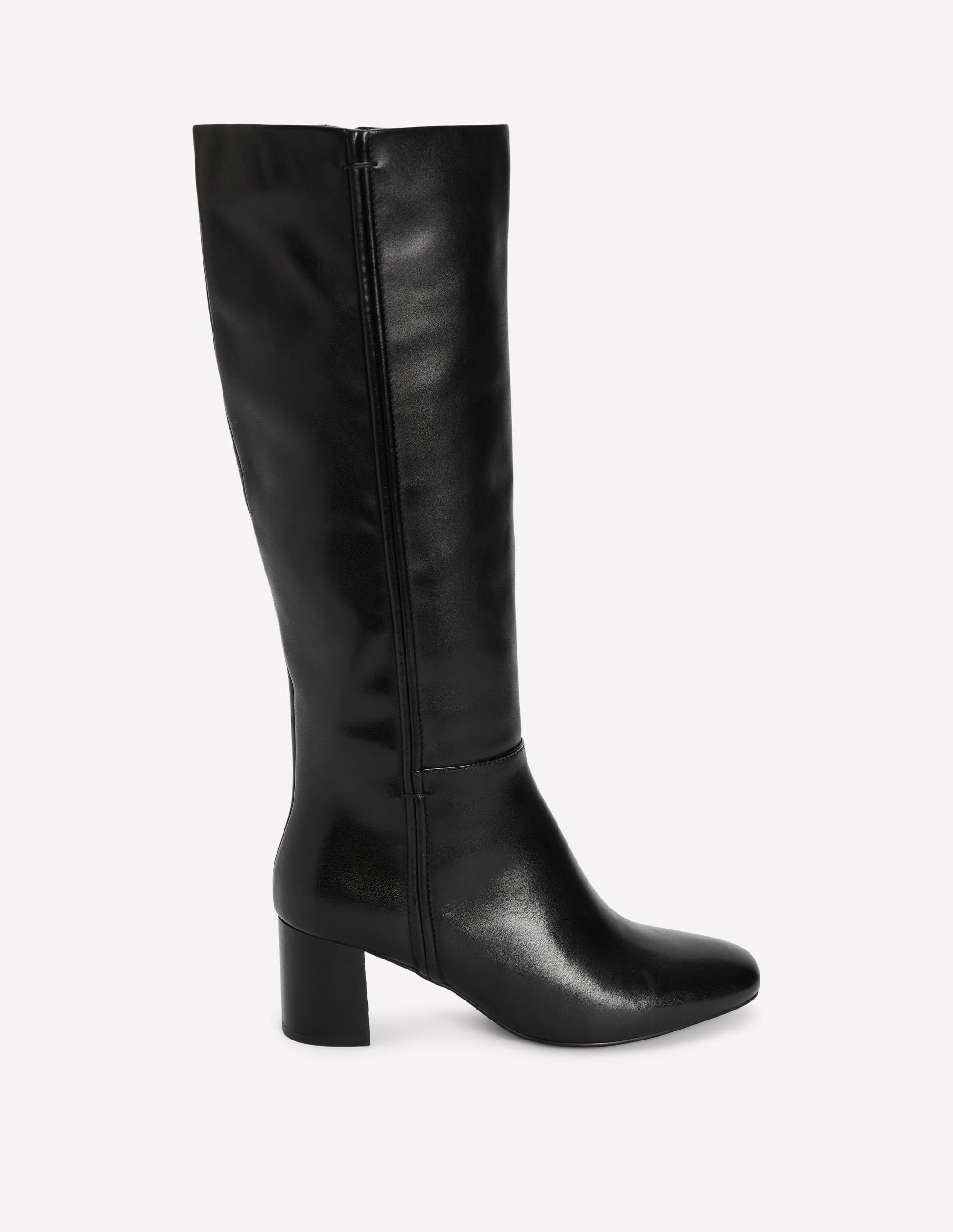 Seam Detail Knee Boots-Black - 1