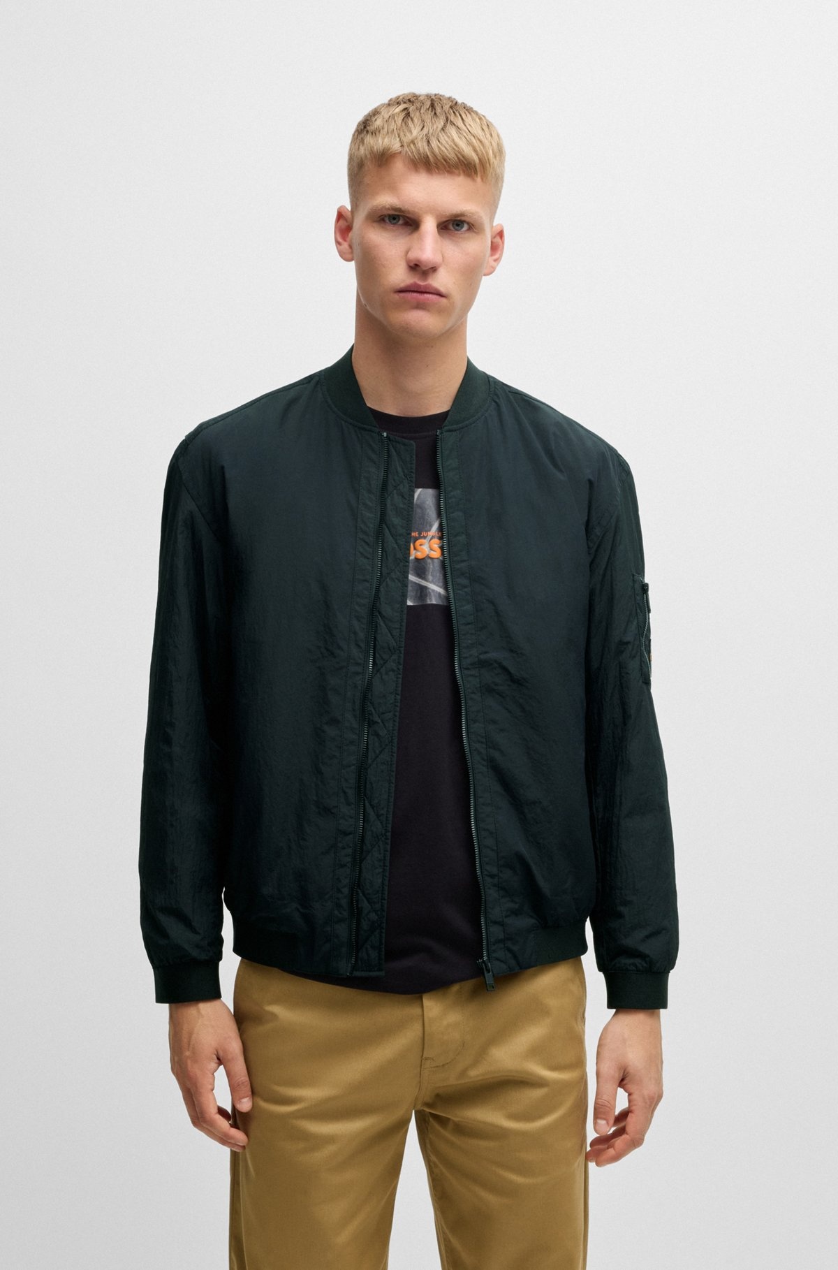 WATER-REPELLENT BOMBER JACKET WITH LOGO BADGE - 2