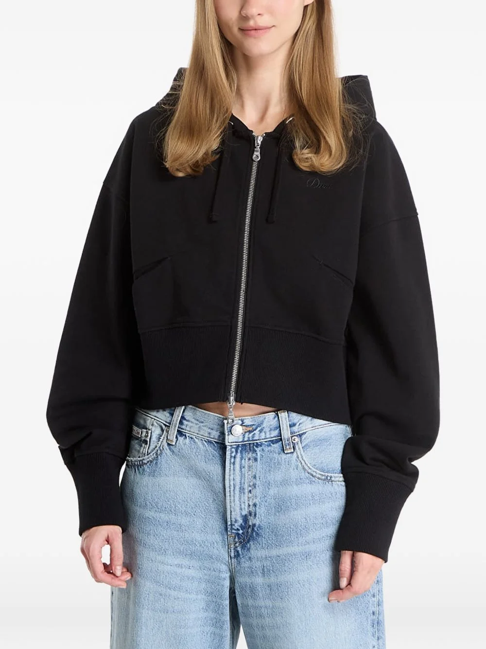 cropped zip-up hoodie - 1