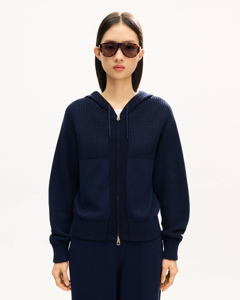 KENZO 'KENZO Signature' knitted zip-up hoodie in cotton wool outlook