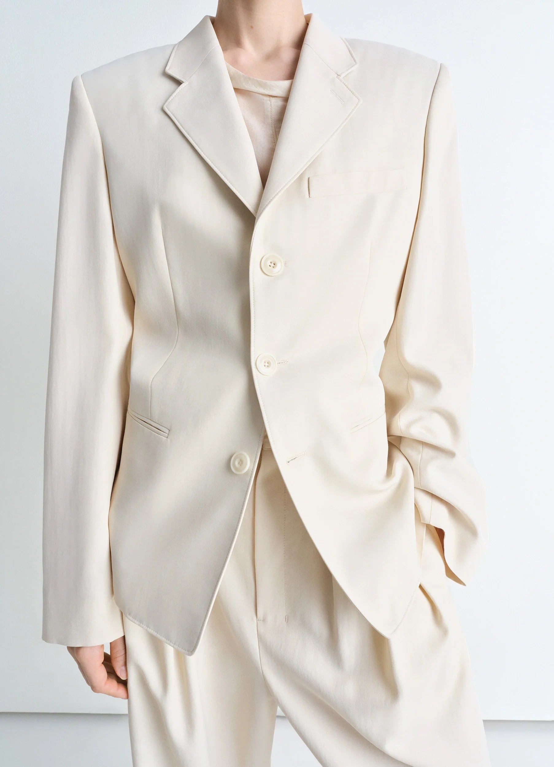 SINGLE-BREASTED FITTED TAILORED JACKET - 4