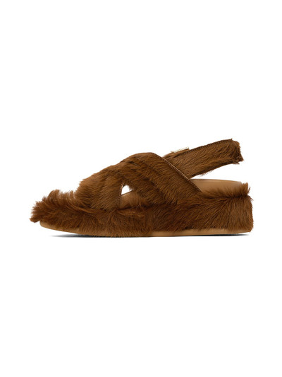 Dries Van Noten SSENSE Exclusive Brown Faux-Fur Sandals outlook