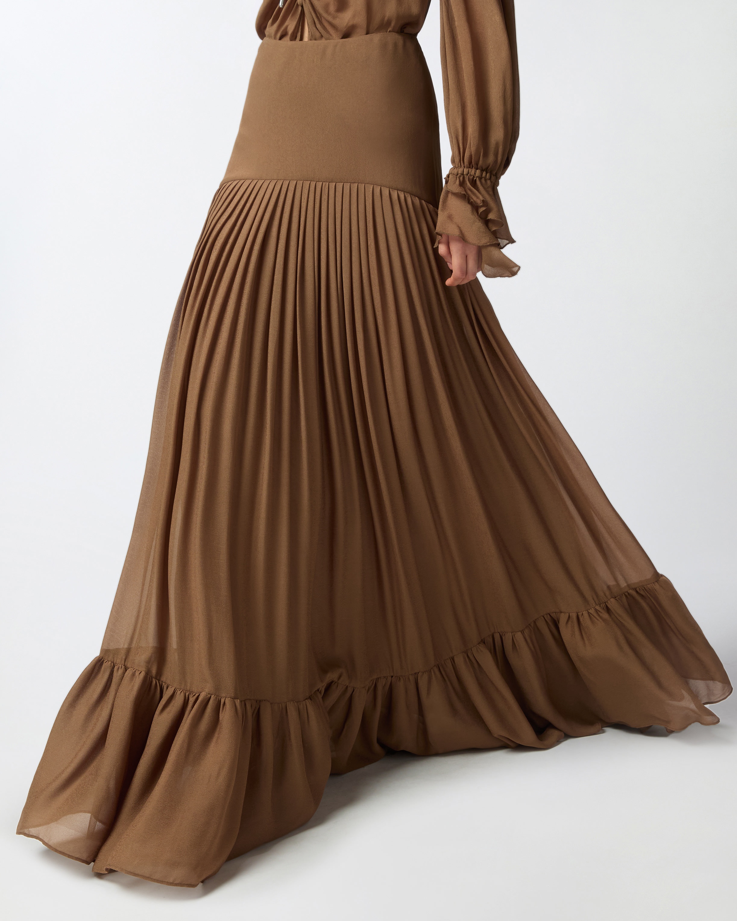 LONG FRILLY SKIRT IN VISCOSE GEORGETTE - 5