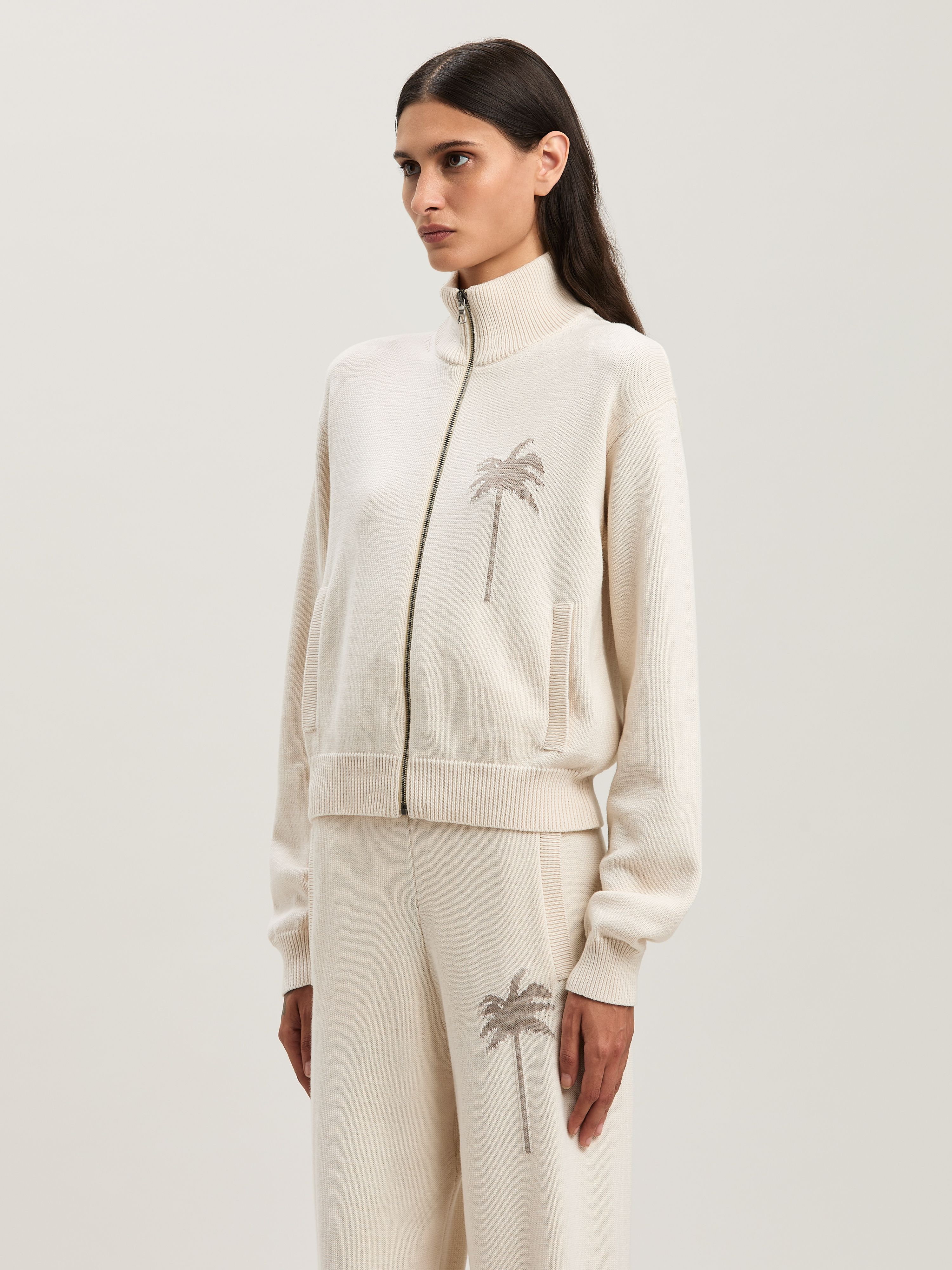 Palm Inlay Track knit jacket - 4