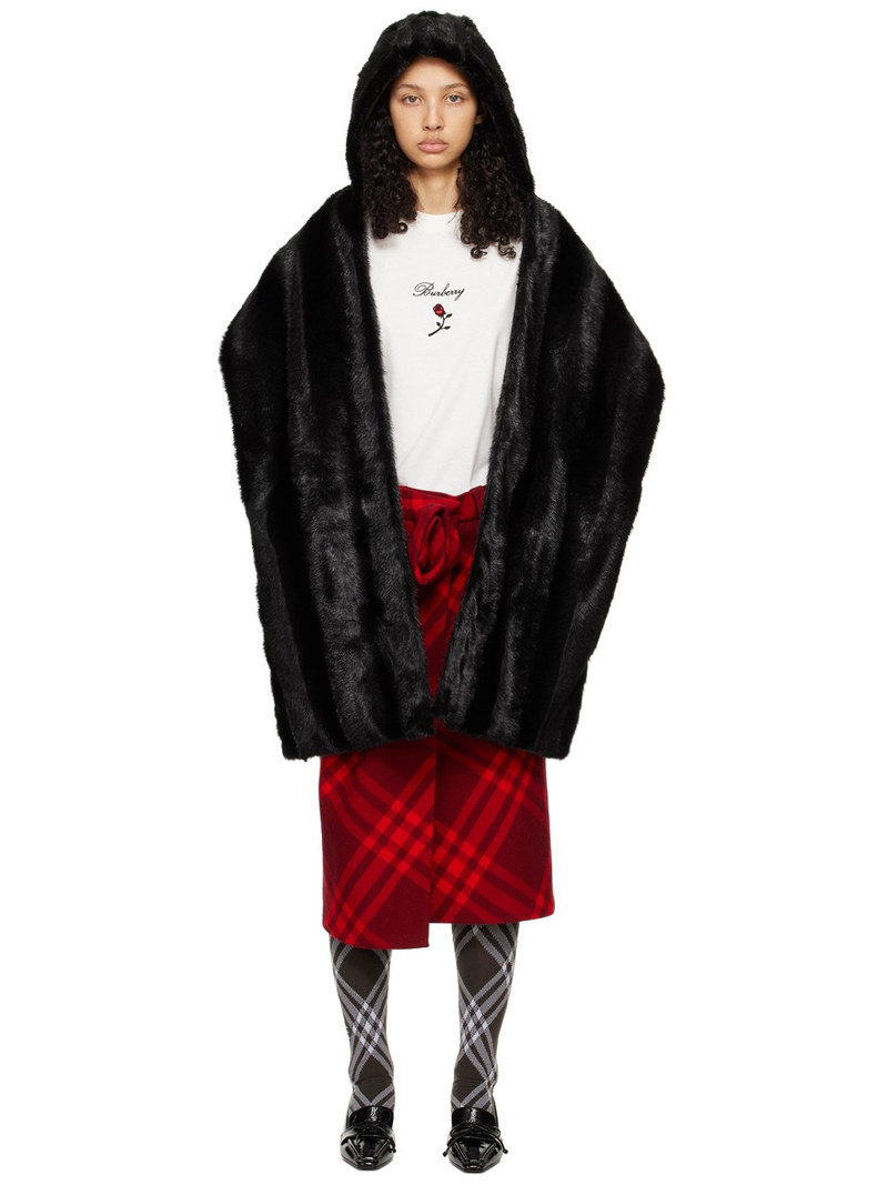 Black Faux-Fur Hooded Scarf 1