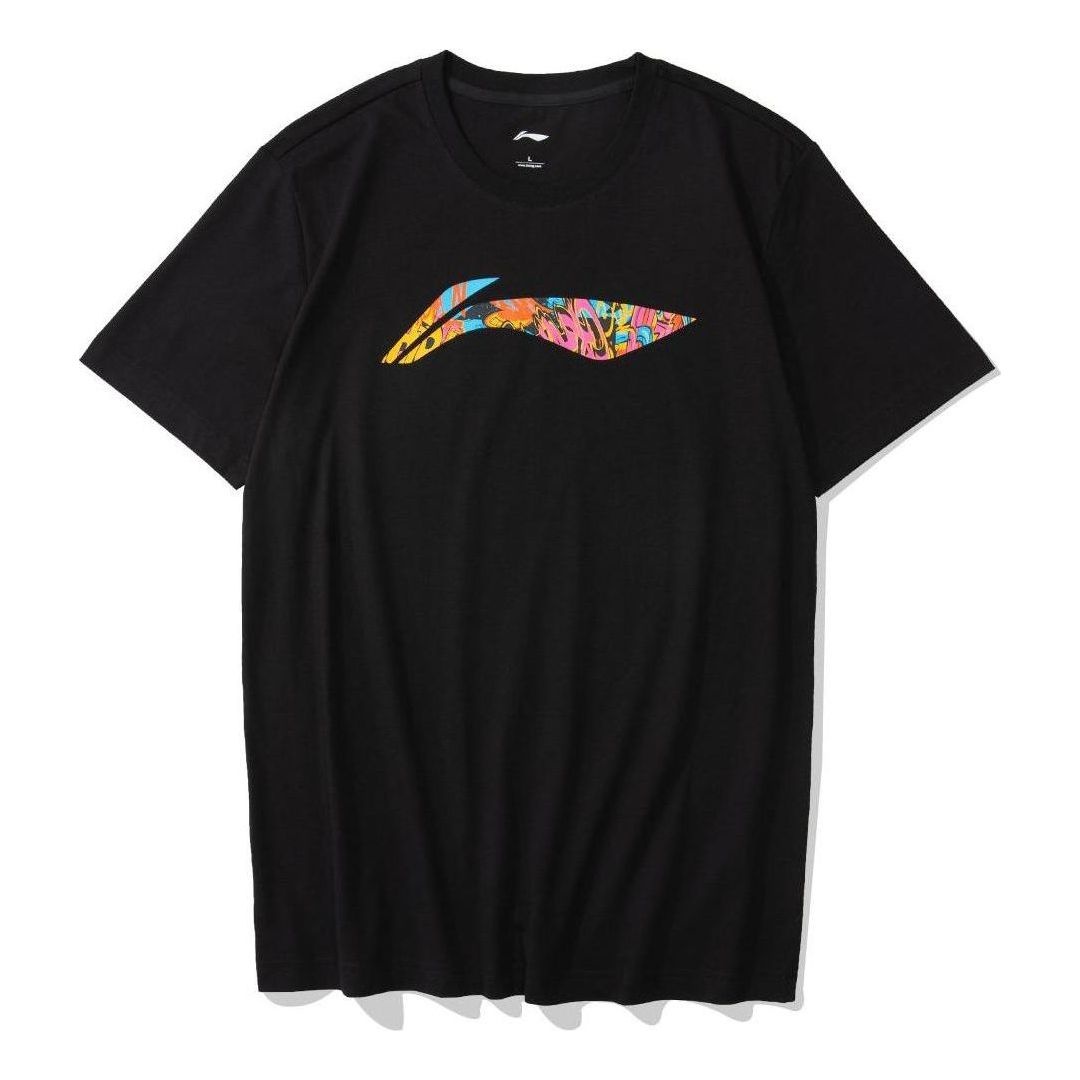 Li-Ning Big Graphic Loose Fit T-shirt 'Black Multi' AHSR693-1 - 1