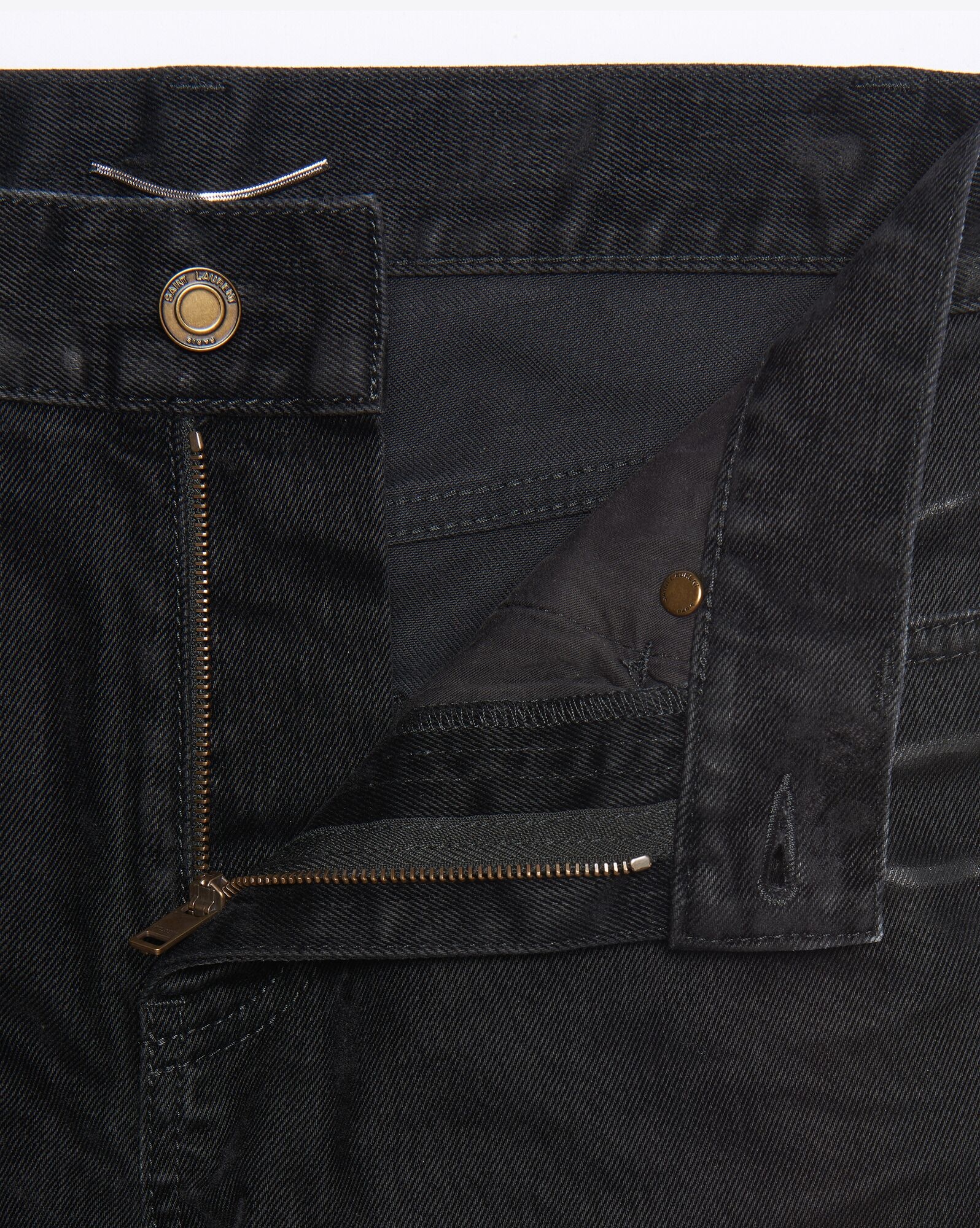 skinny jeans in lightly coated black stretch denim - 3