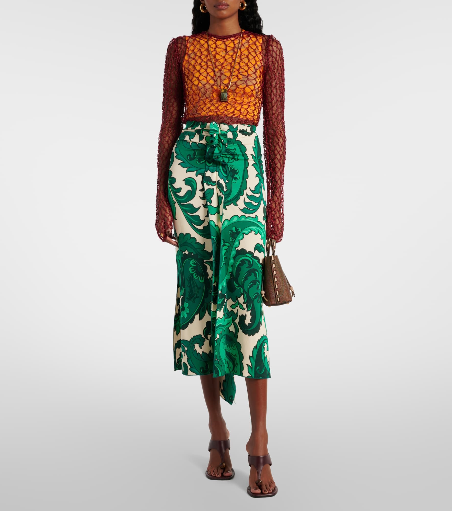 Paisley ruffled midi skirt - 2