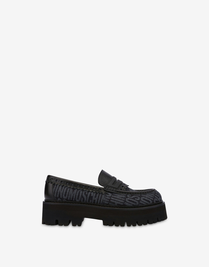 Moschino DENIM LOAFERS ALLOVER LOGO outlook
