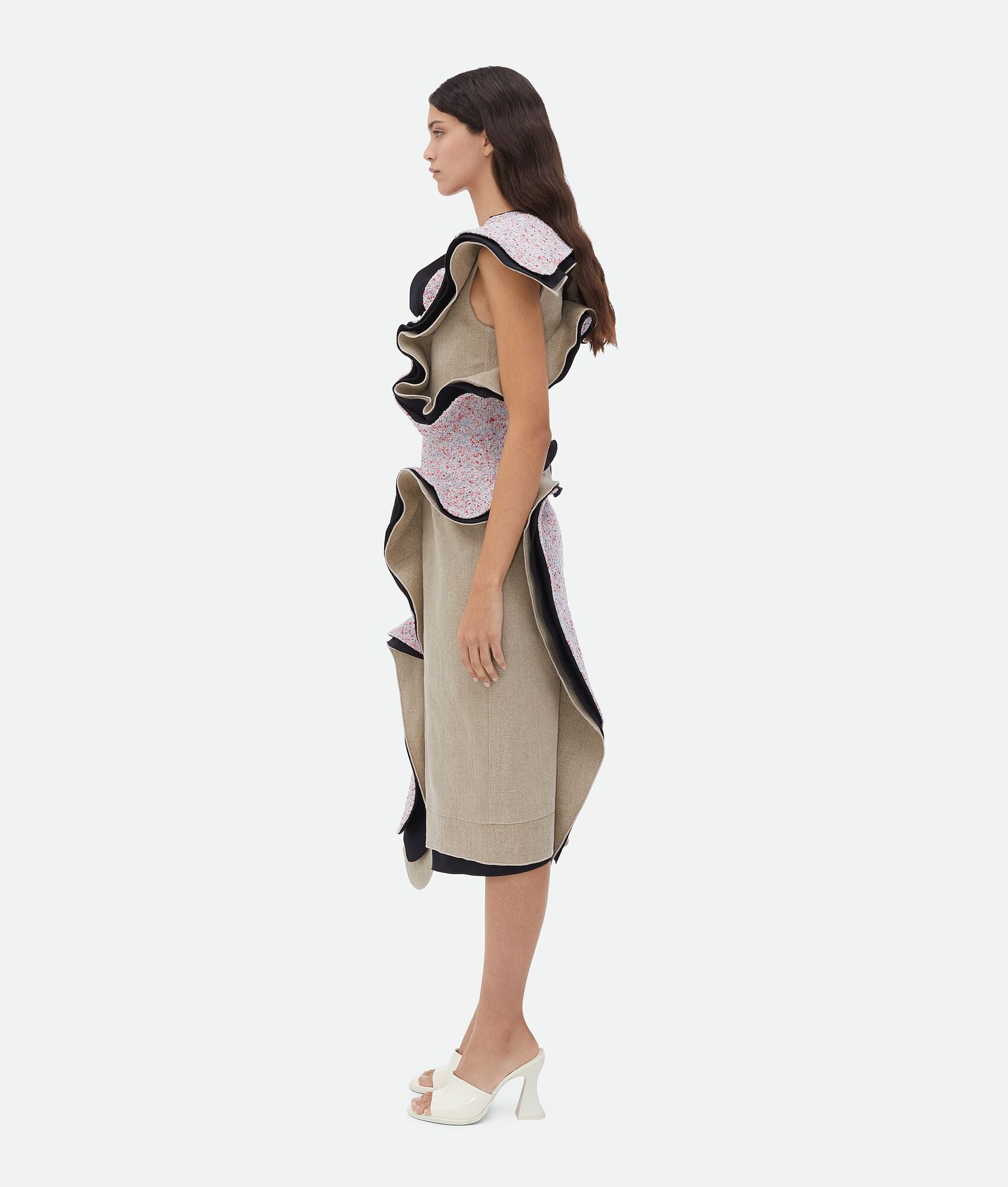 Textured Terrazzo Cotton Ruffle Dress - 2