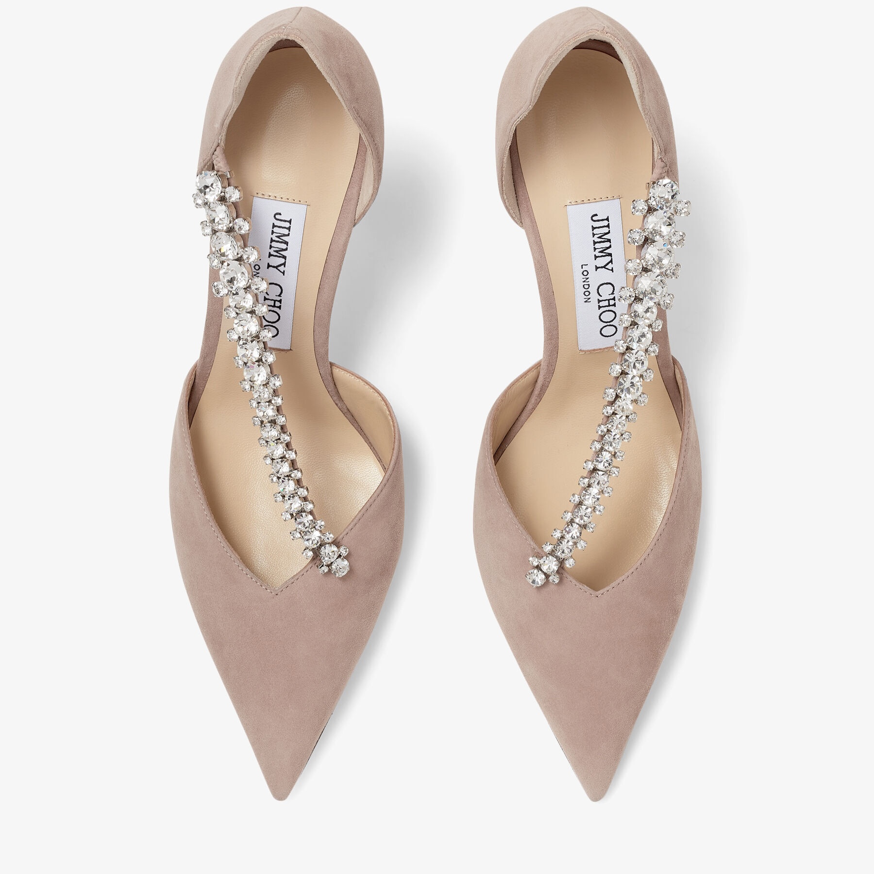 Bee 85
Ballet Pink Suede Pumps with Crystal Embellishment - 4