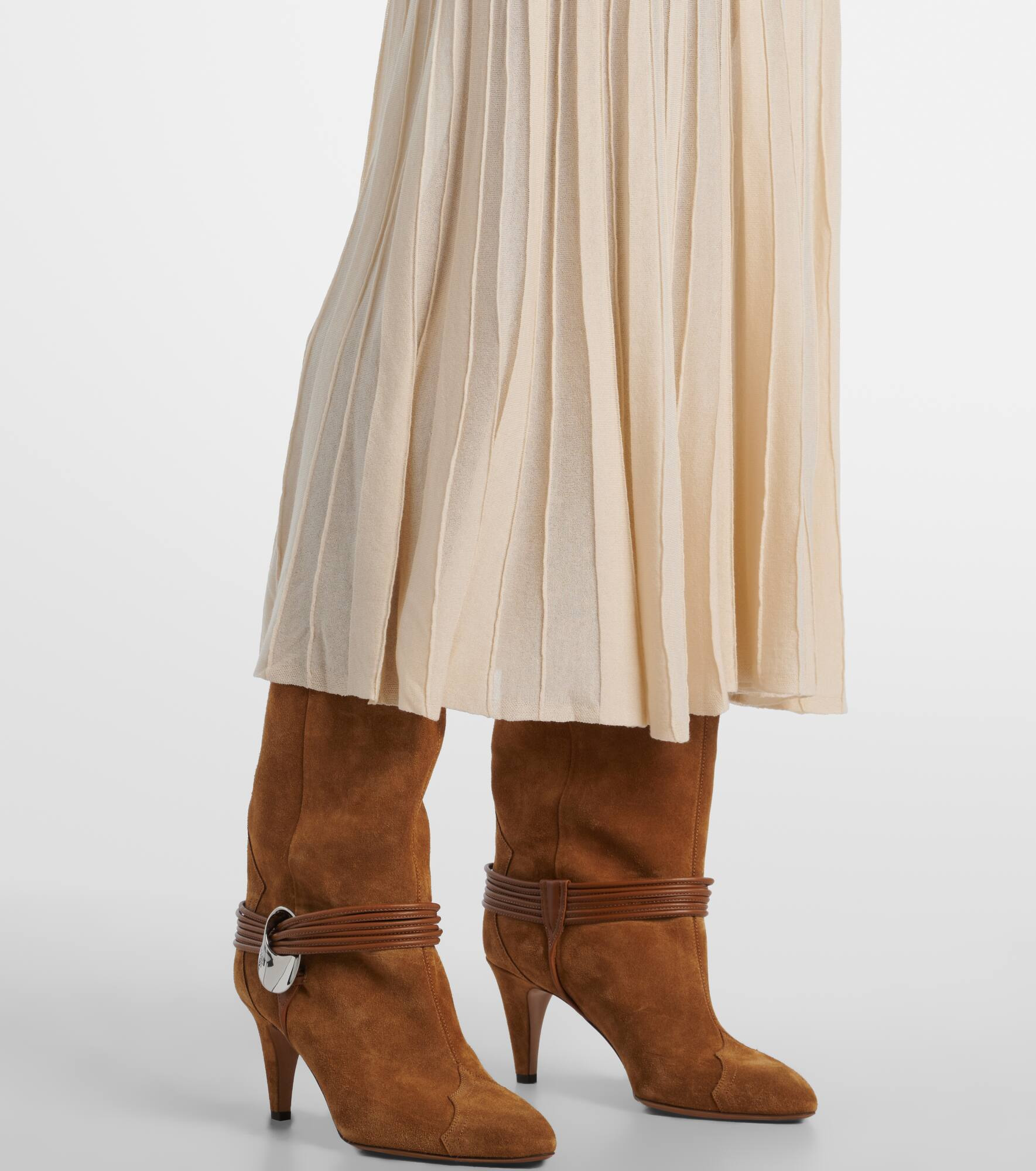 Ezra pleated semi-sheer crêpe skirt - 5