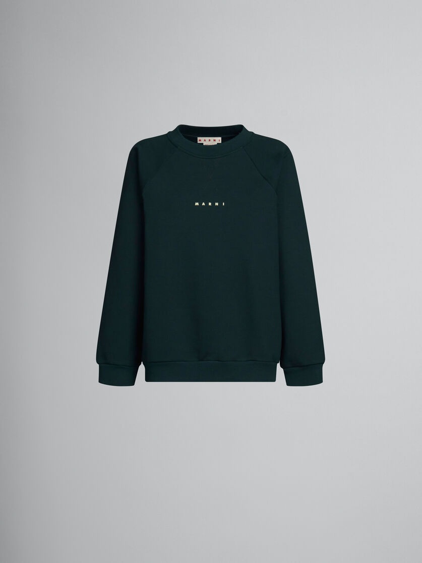 GREEN BIO COTTON SWEATSHIRT WITH MARNI LOGO - 1