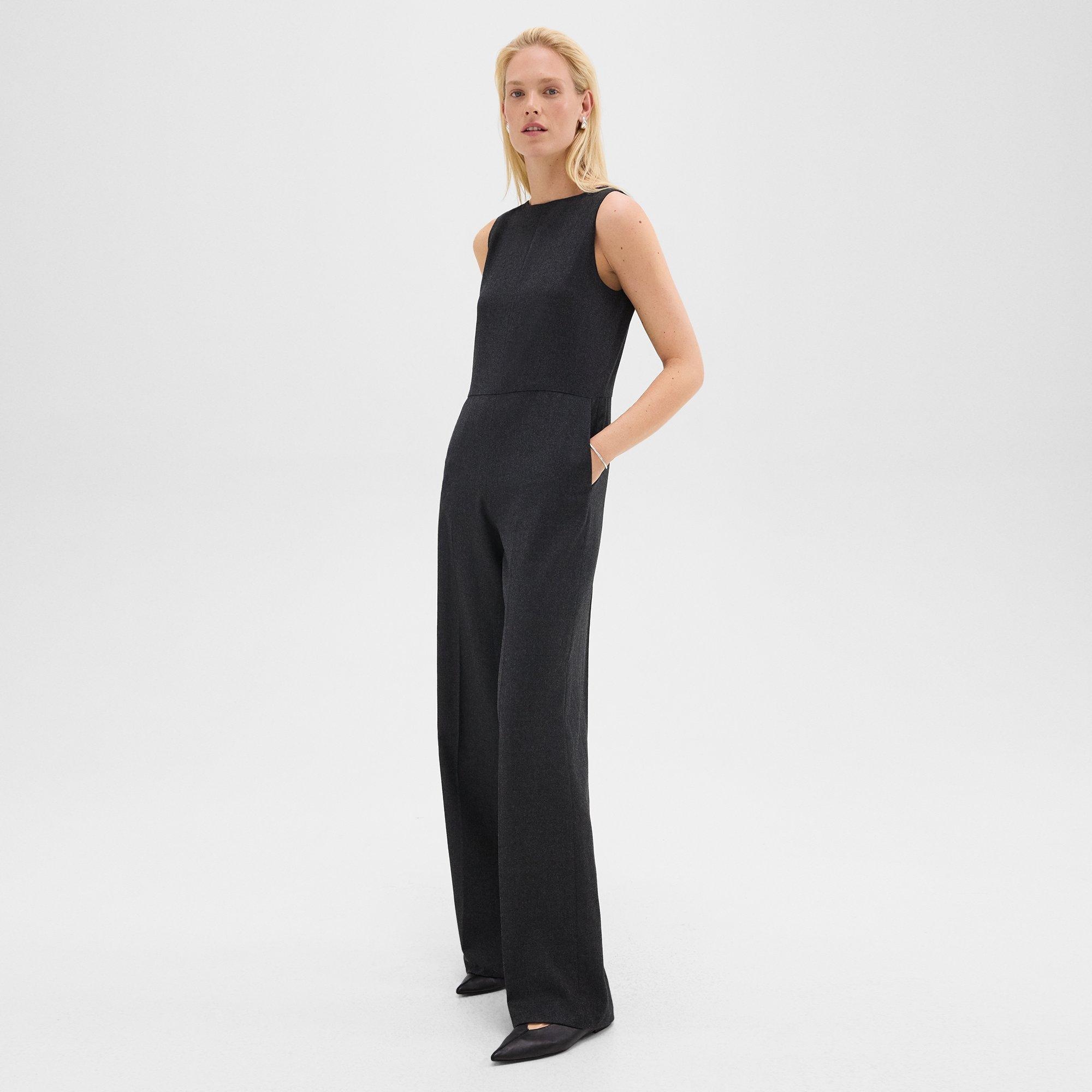 Relaxed Sleeveless Jumpsuit in Stretch Flannel - 2