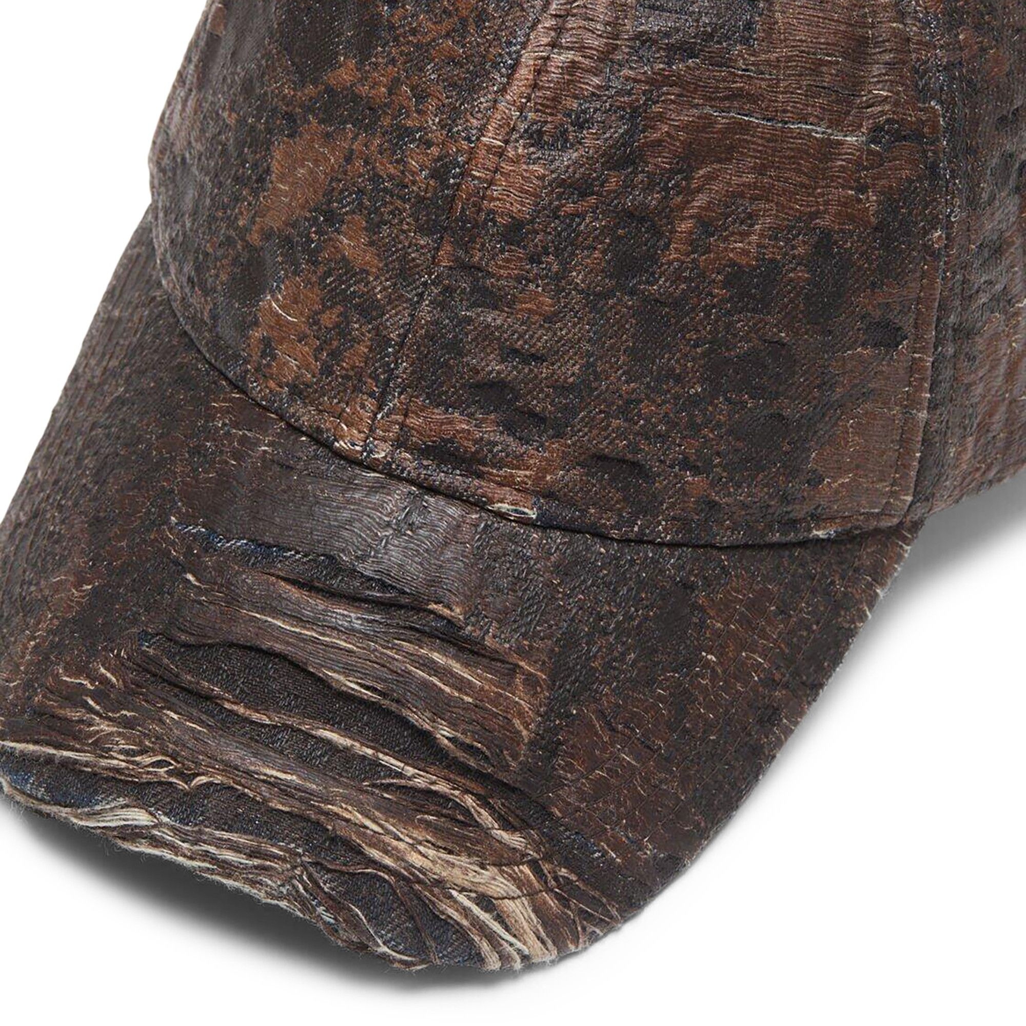 Acne Studios Distressed Monogram Denim Cap 'Brown' - 3