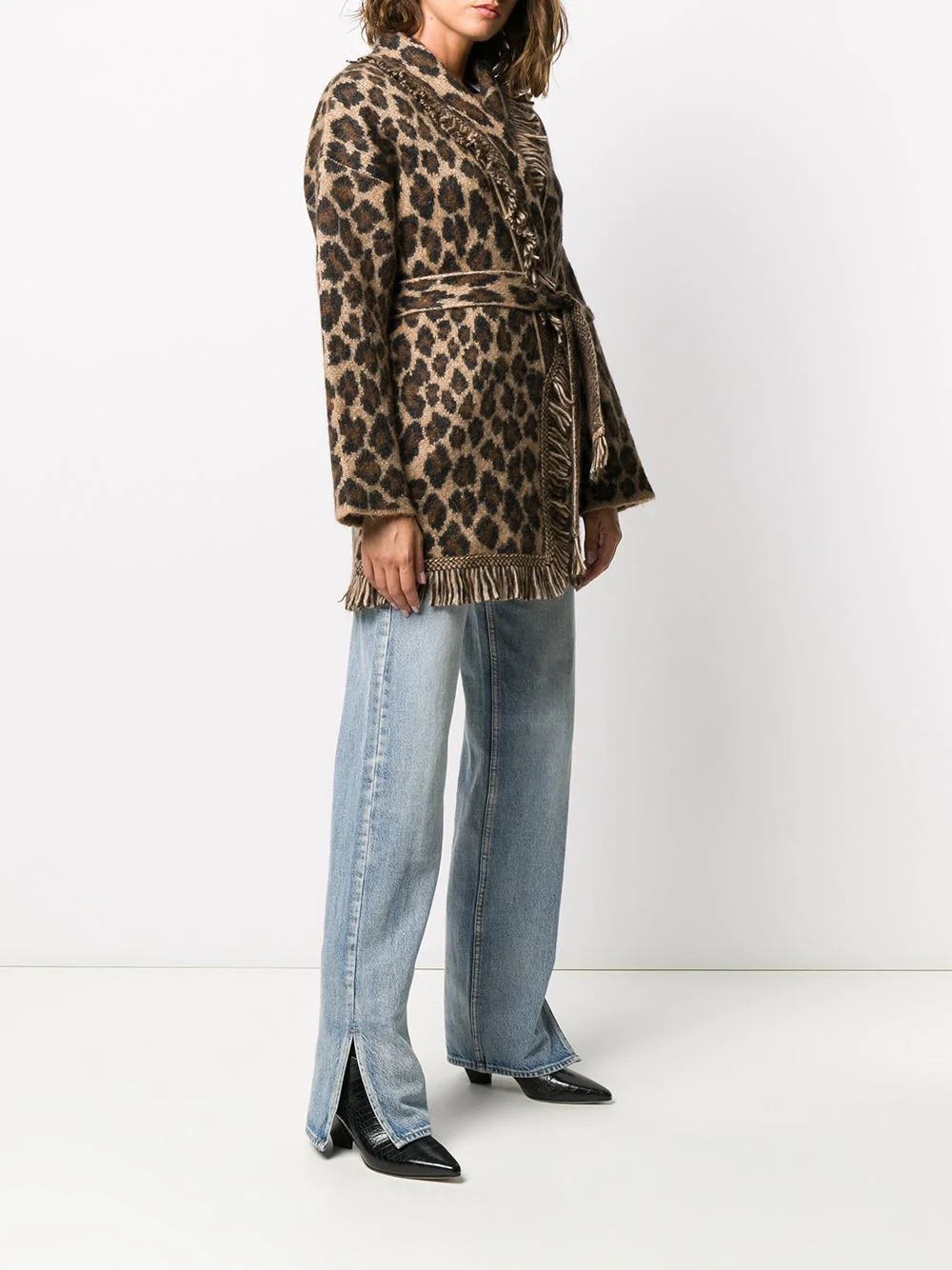 brushed wool leopard cardigan - 3